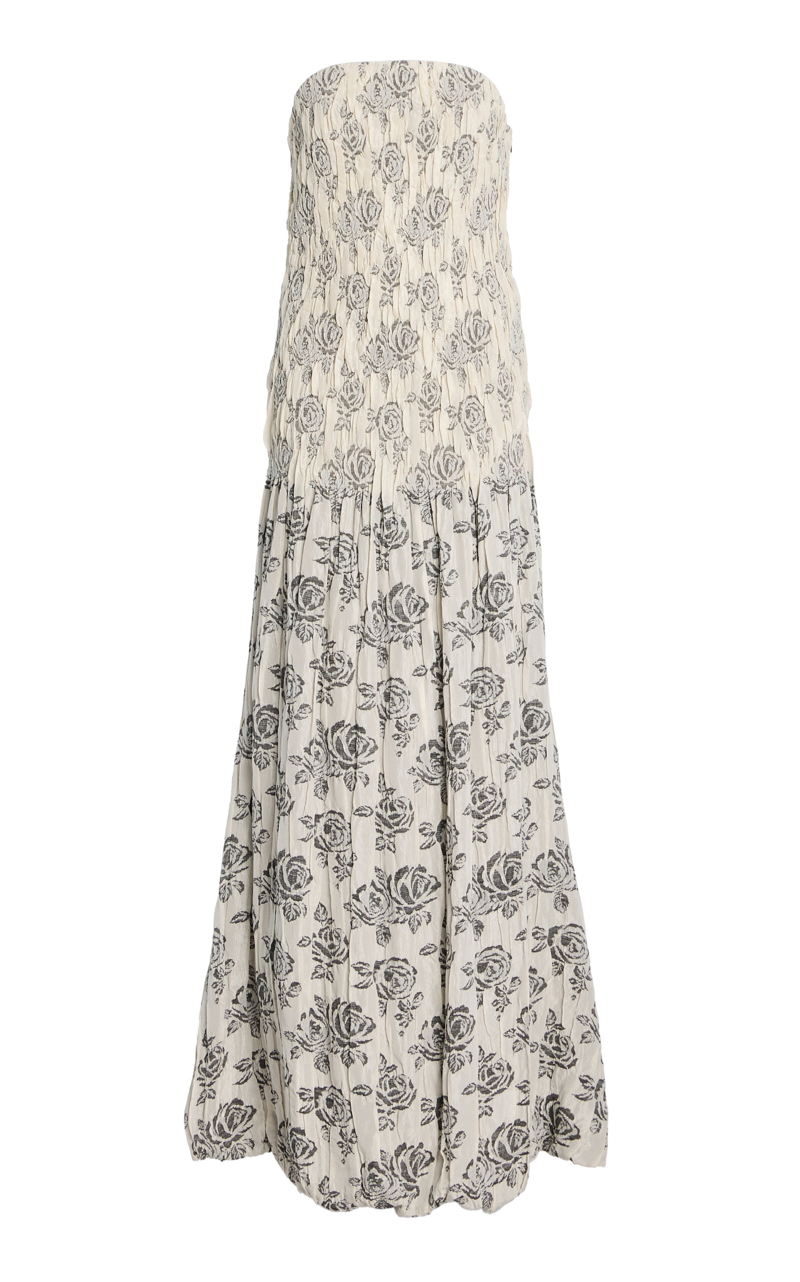 Kallmeyer Blanche Strapless Printed Maxi Gown In Gray