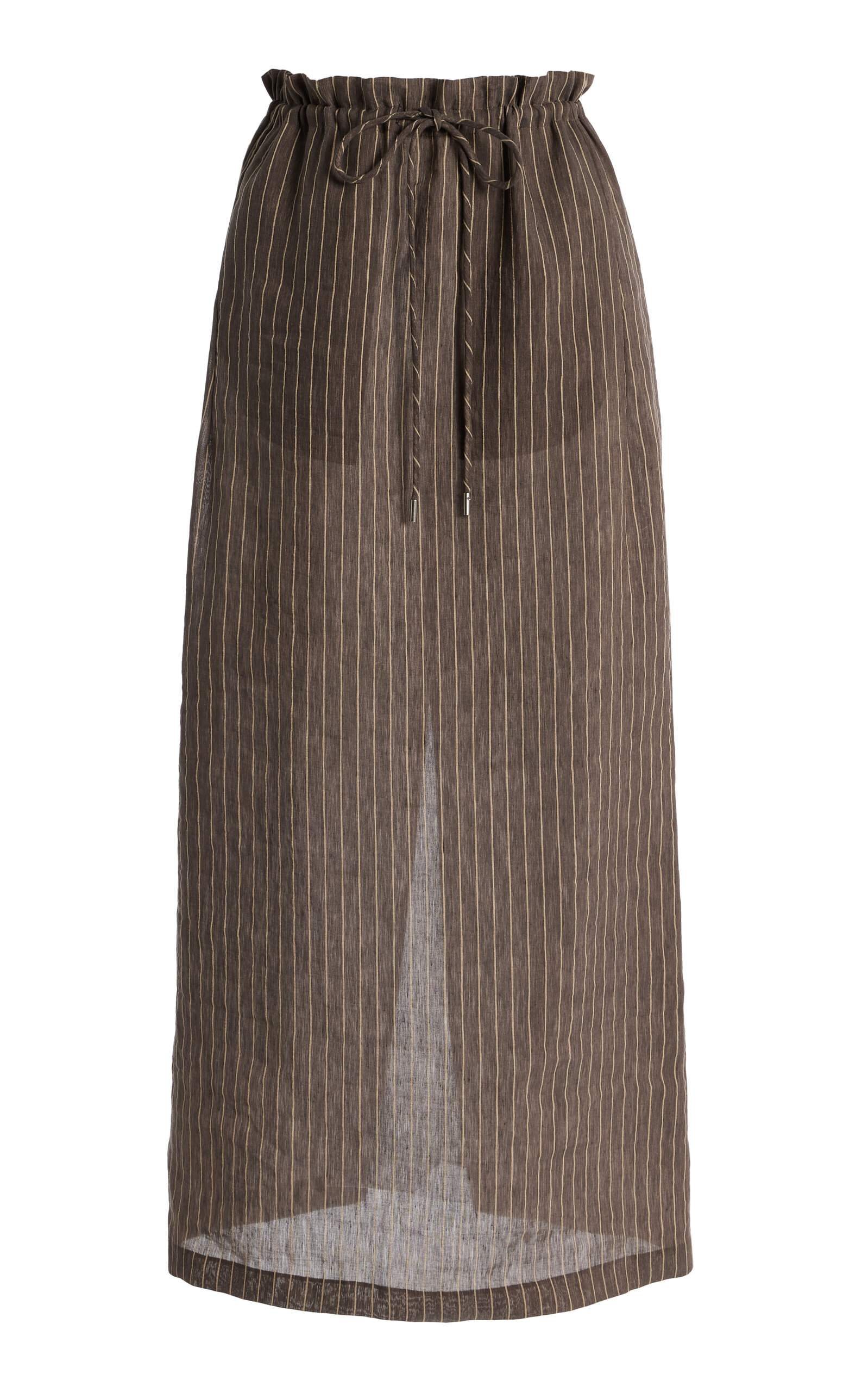KALLMEYER Regina Pinstriped Linen-Blend Midi Skirt