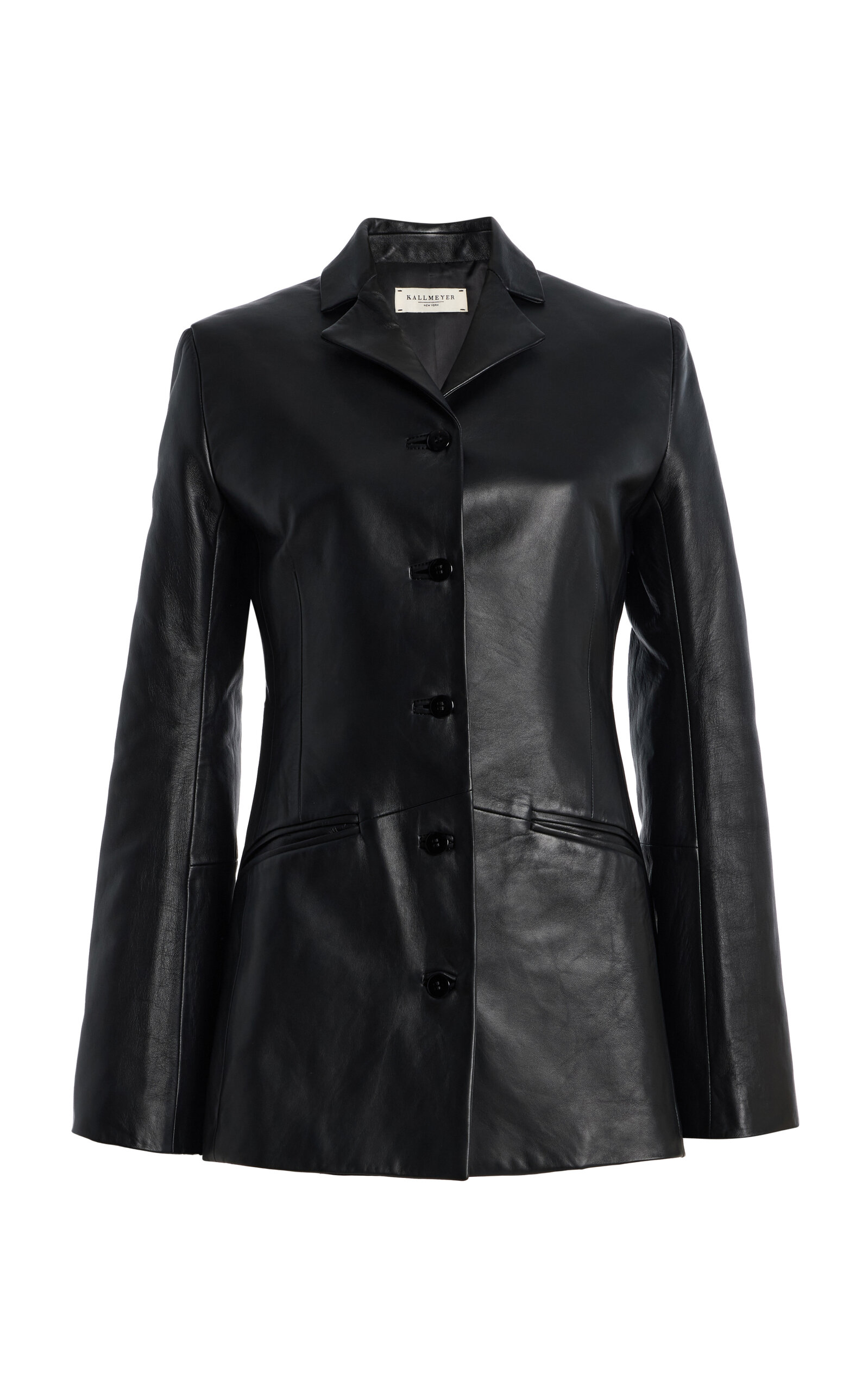 Kallmeyer Benny Longline Leather Blazer In Black