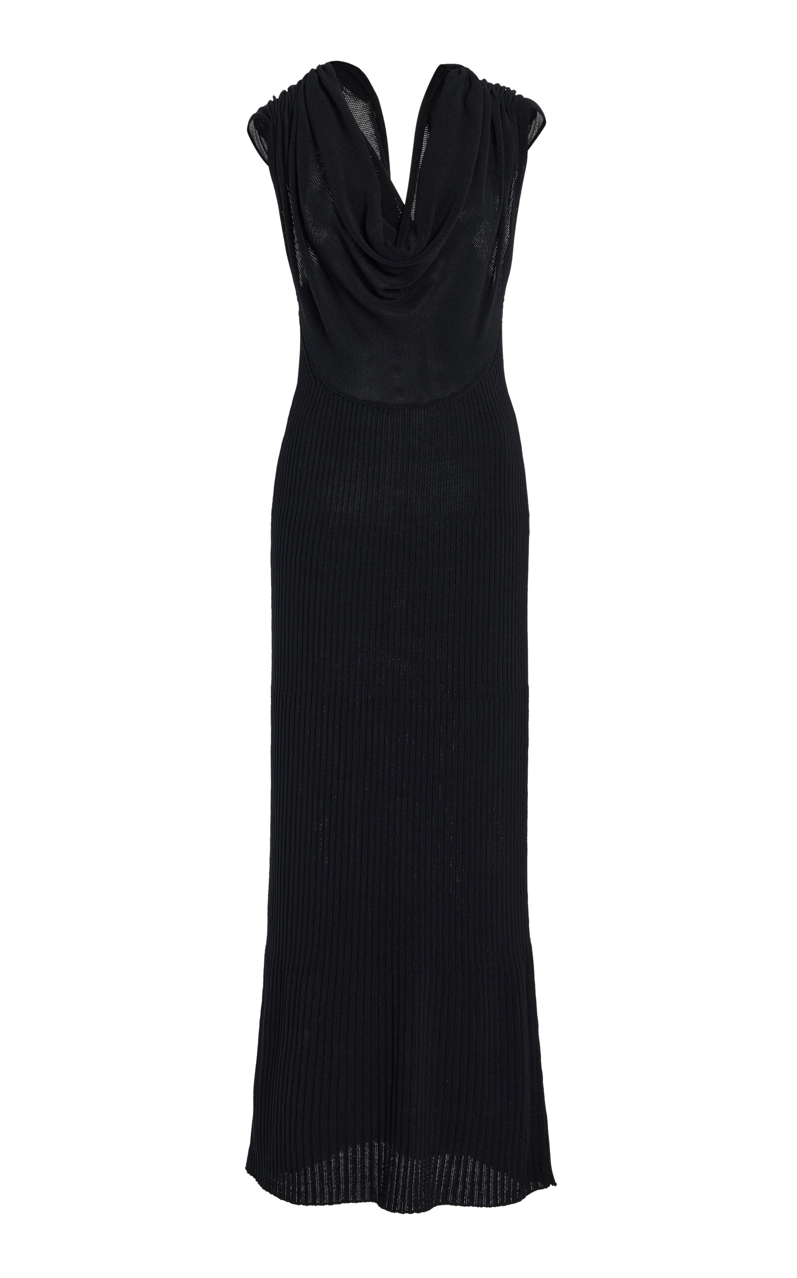 Kallmeyer Manon Cotton-blend Cowl Neck Midi Dress In Black