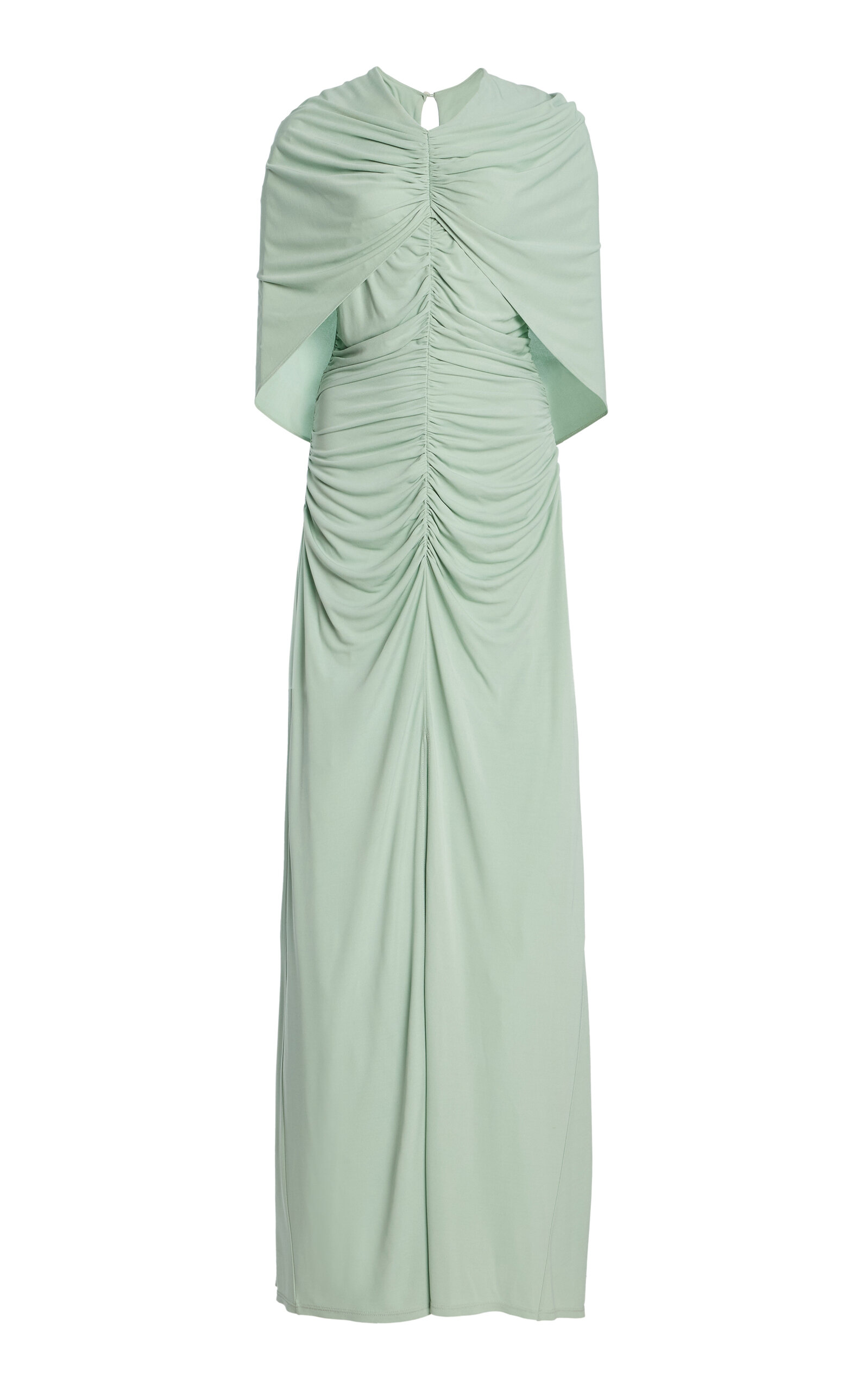 Kallmeyer Matilda Ruched Cape-detail Gown In Green