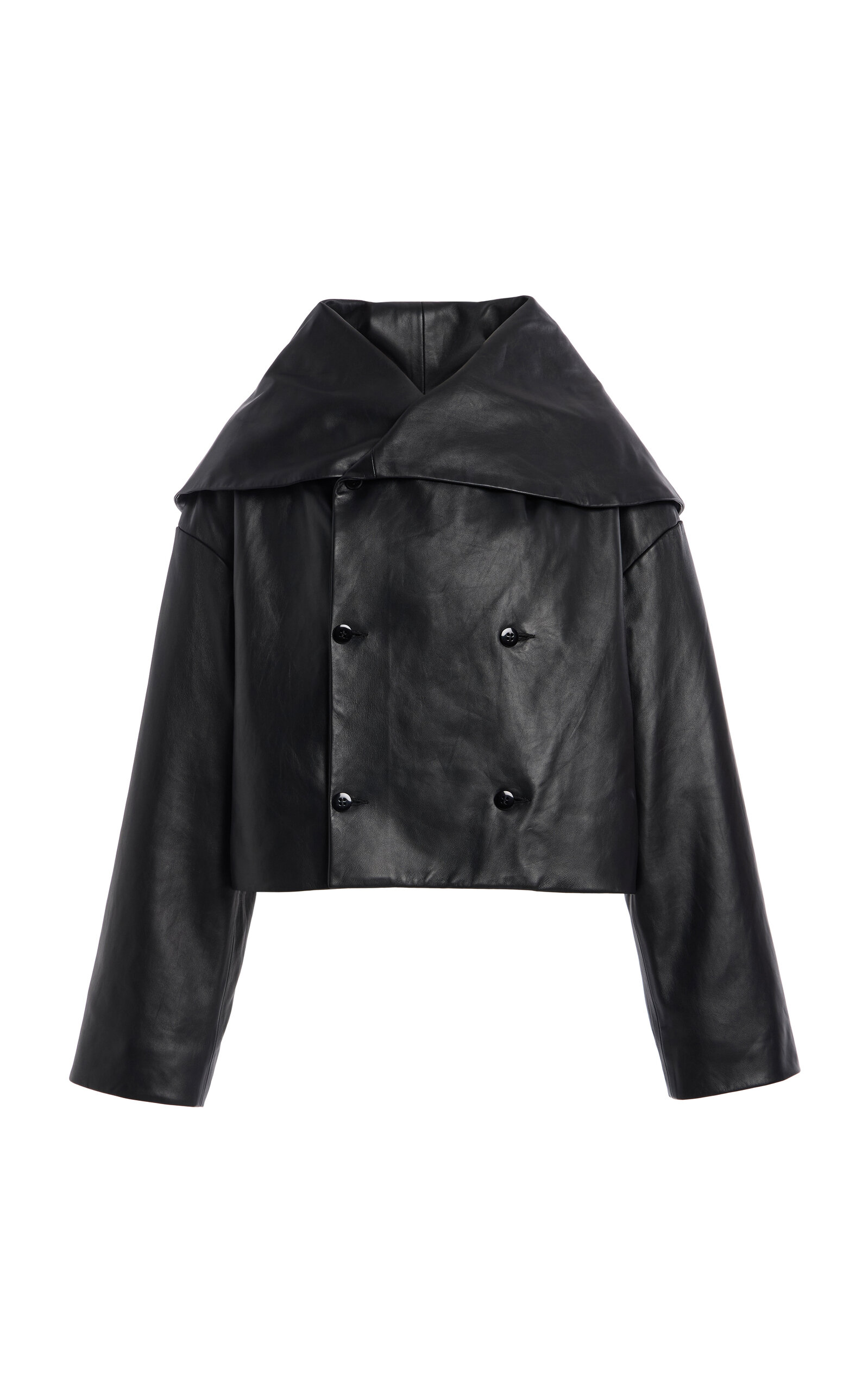 Kallmeyer Dotti Leather Shawl Jacket In Black