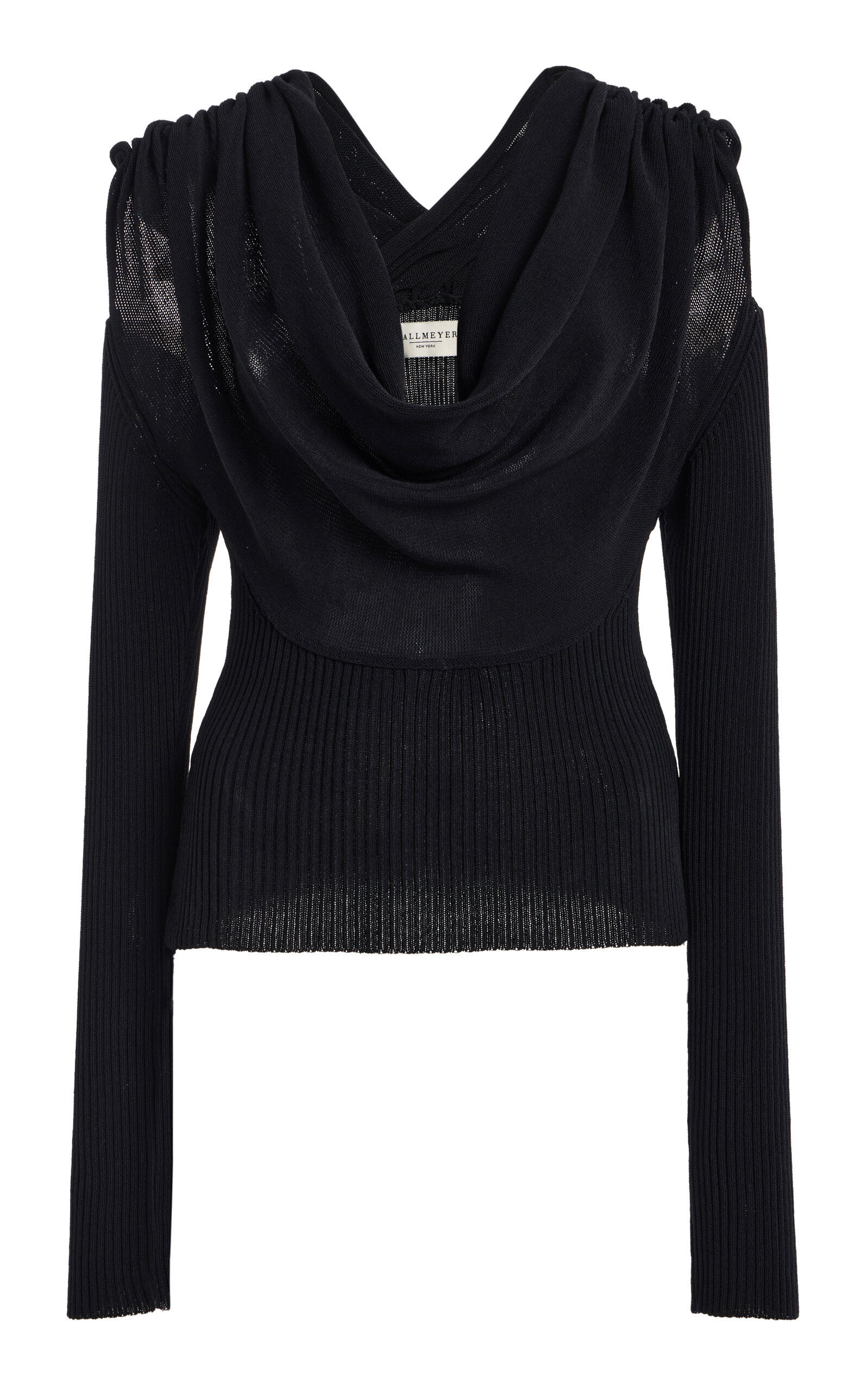 Kallmeyer Michele Cotton-blend Cowl Neck Sweater In Black