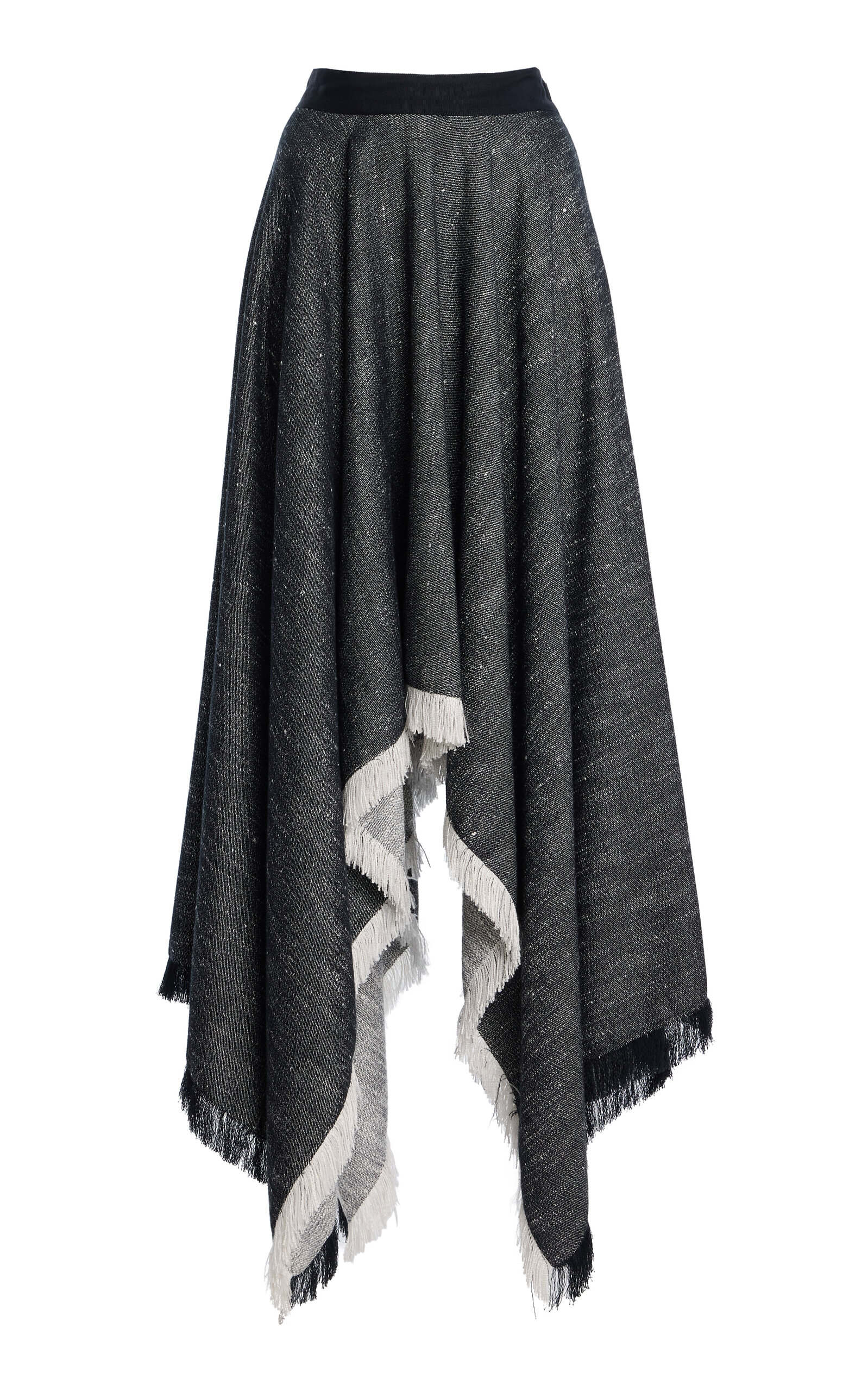 Kallmeyer Felicity Cotton-blend Cascade Maxi Skirt In Black