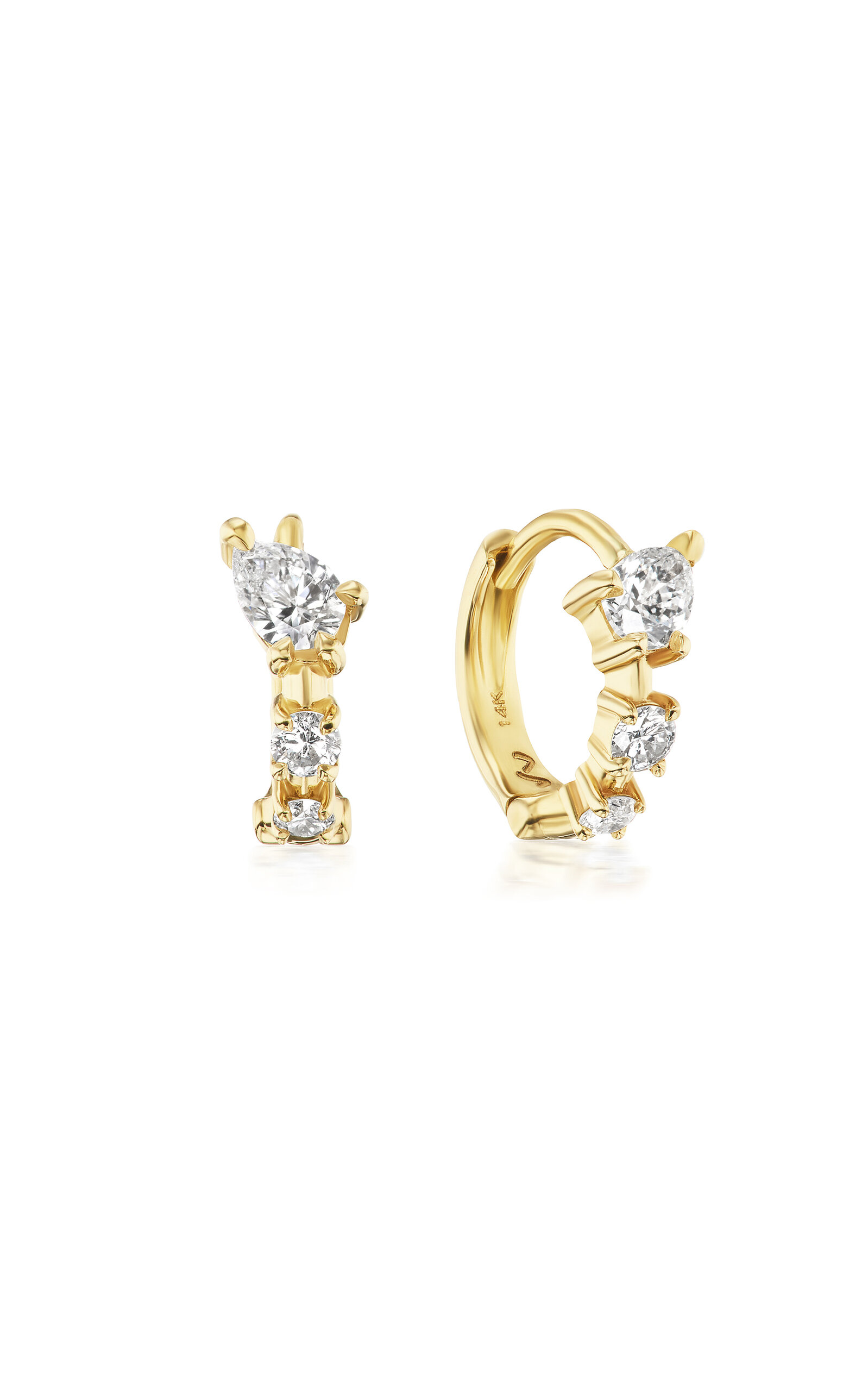 Vice Versa 14kt Yellow Gold Bias Huggies - Gold - OS - Only At Moda Operandi
