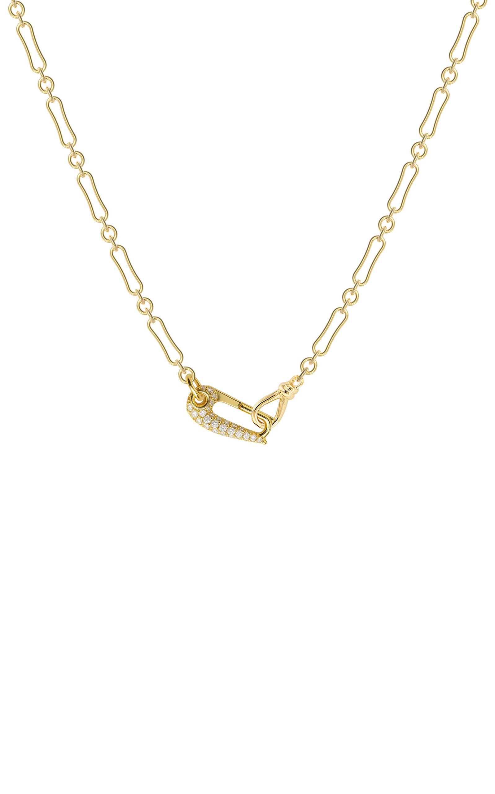 Vice Versa 14kt Yellow Gold Diamond Lock It On Bone Chain In Gold