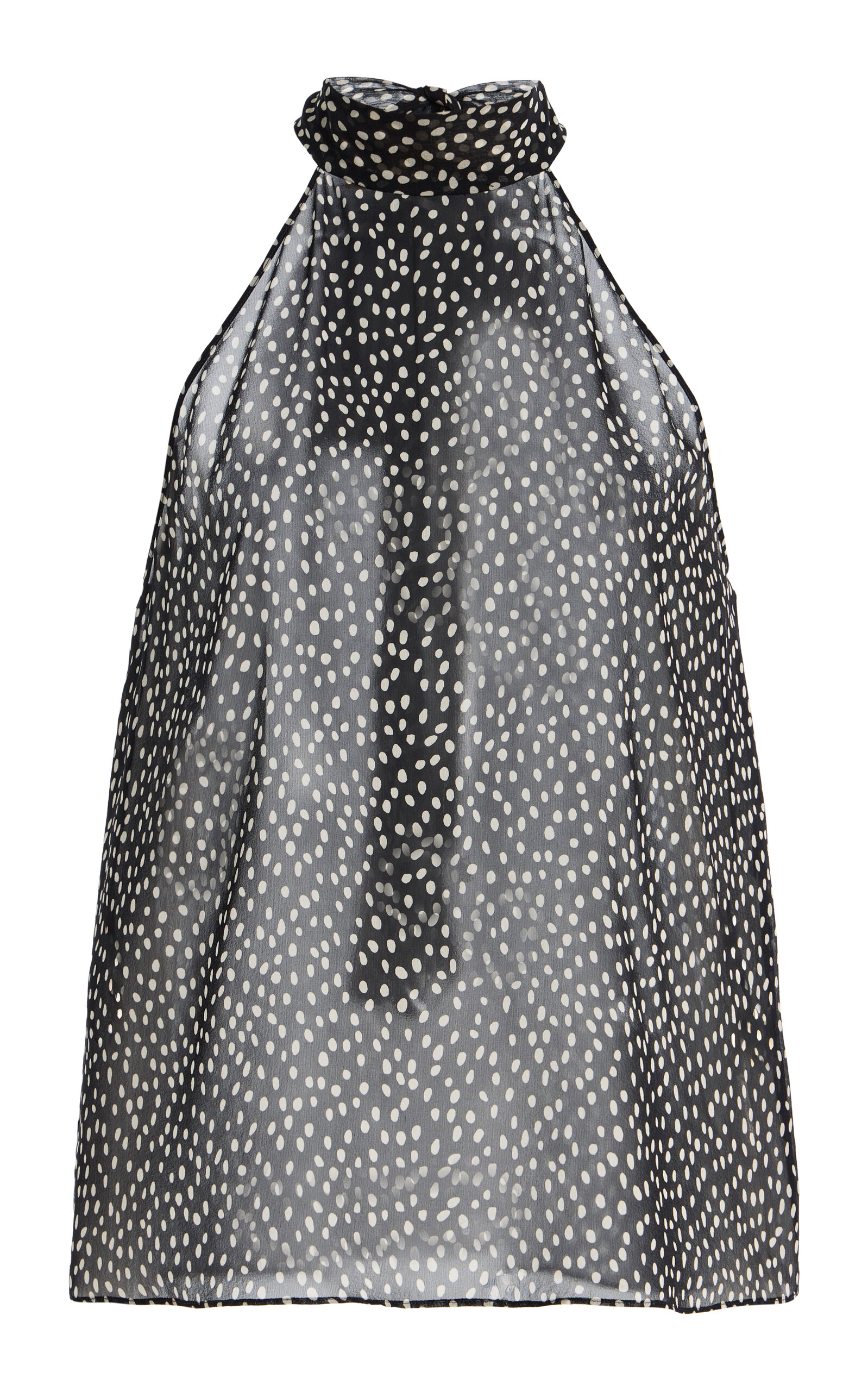 NILI LOTAN Alla Dotted Silk Halter Top