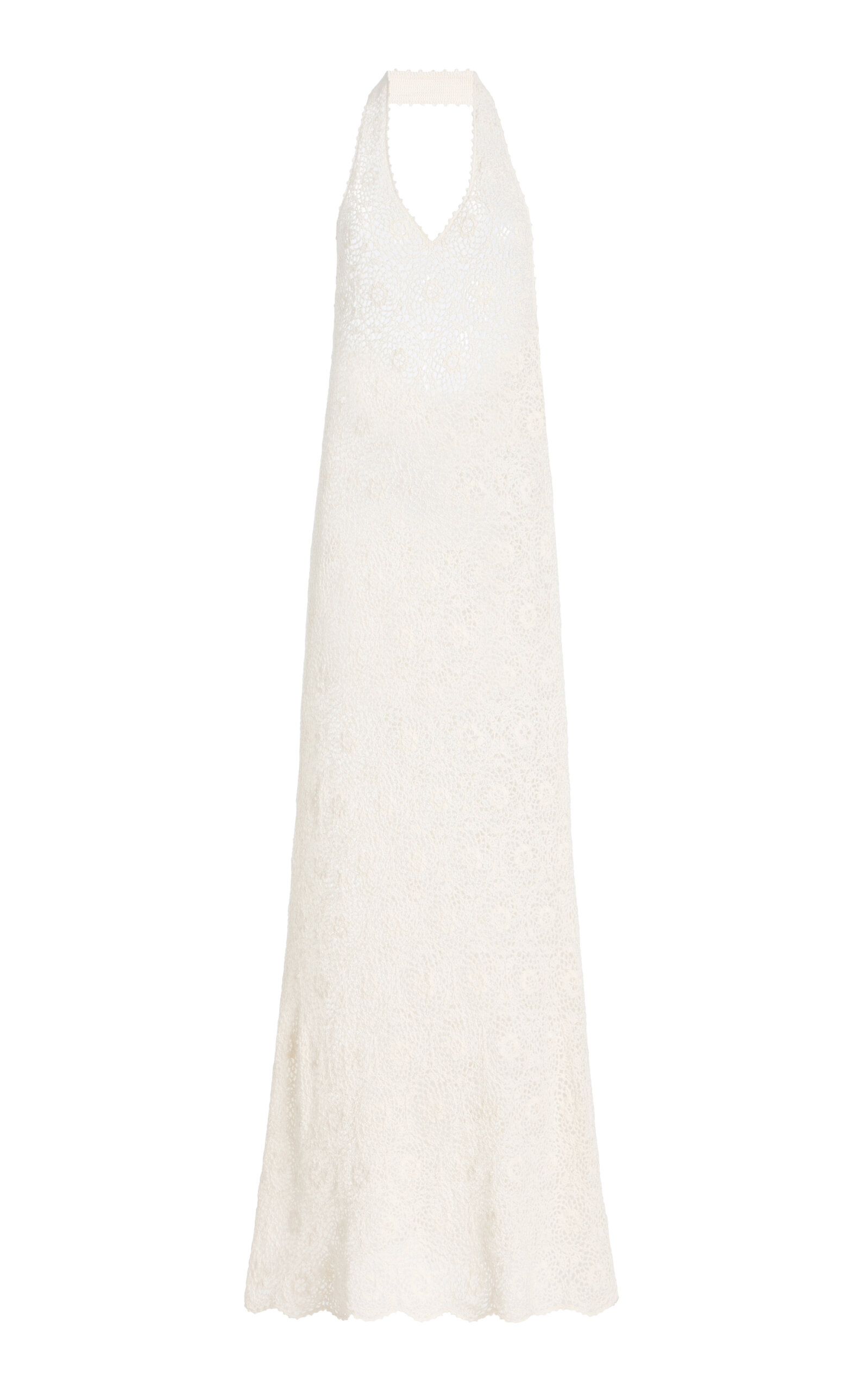 NILI LOTAN Eddie Crocheted Cotton Maxi Halter Dress