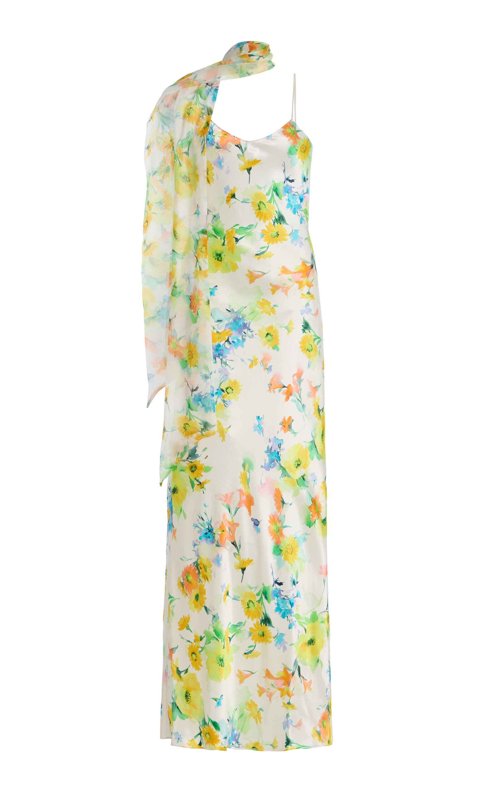 Rodarte Floral-Printed Satin Slip Gown