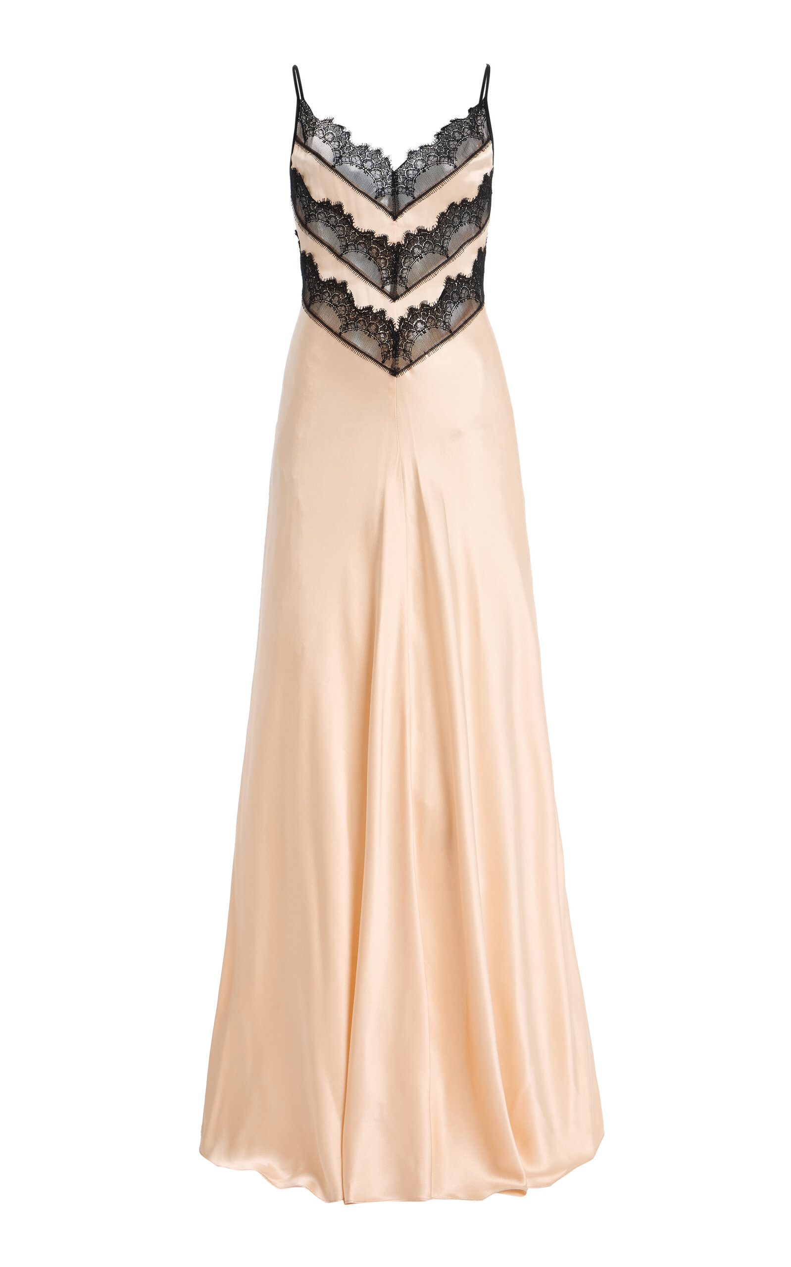 Rodarte Lace-Trimmed Silk Satin Bias Slip Gown