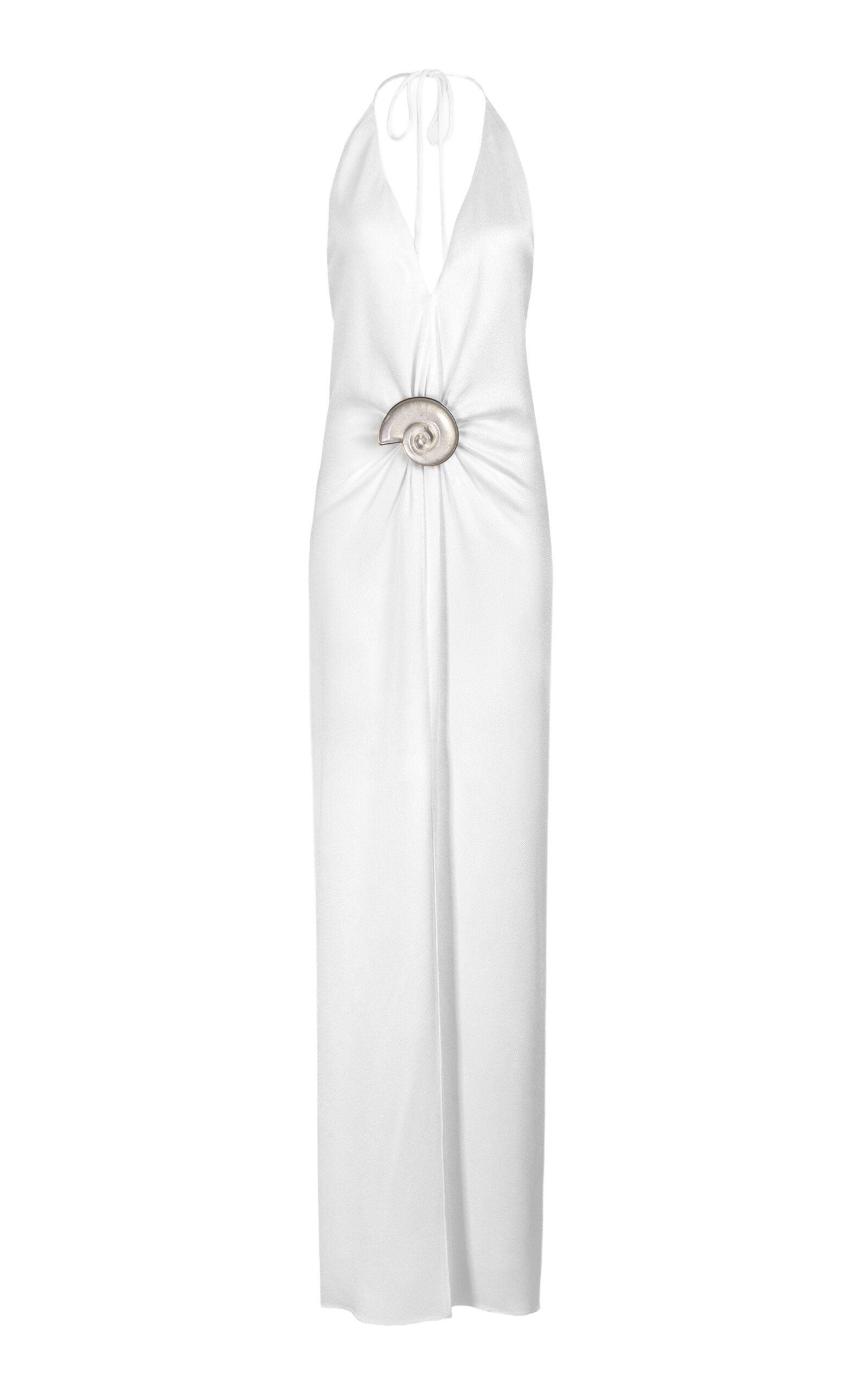 Silvia Tcherassi Rowan Gathered Satin Maxi Dress In White