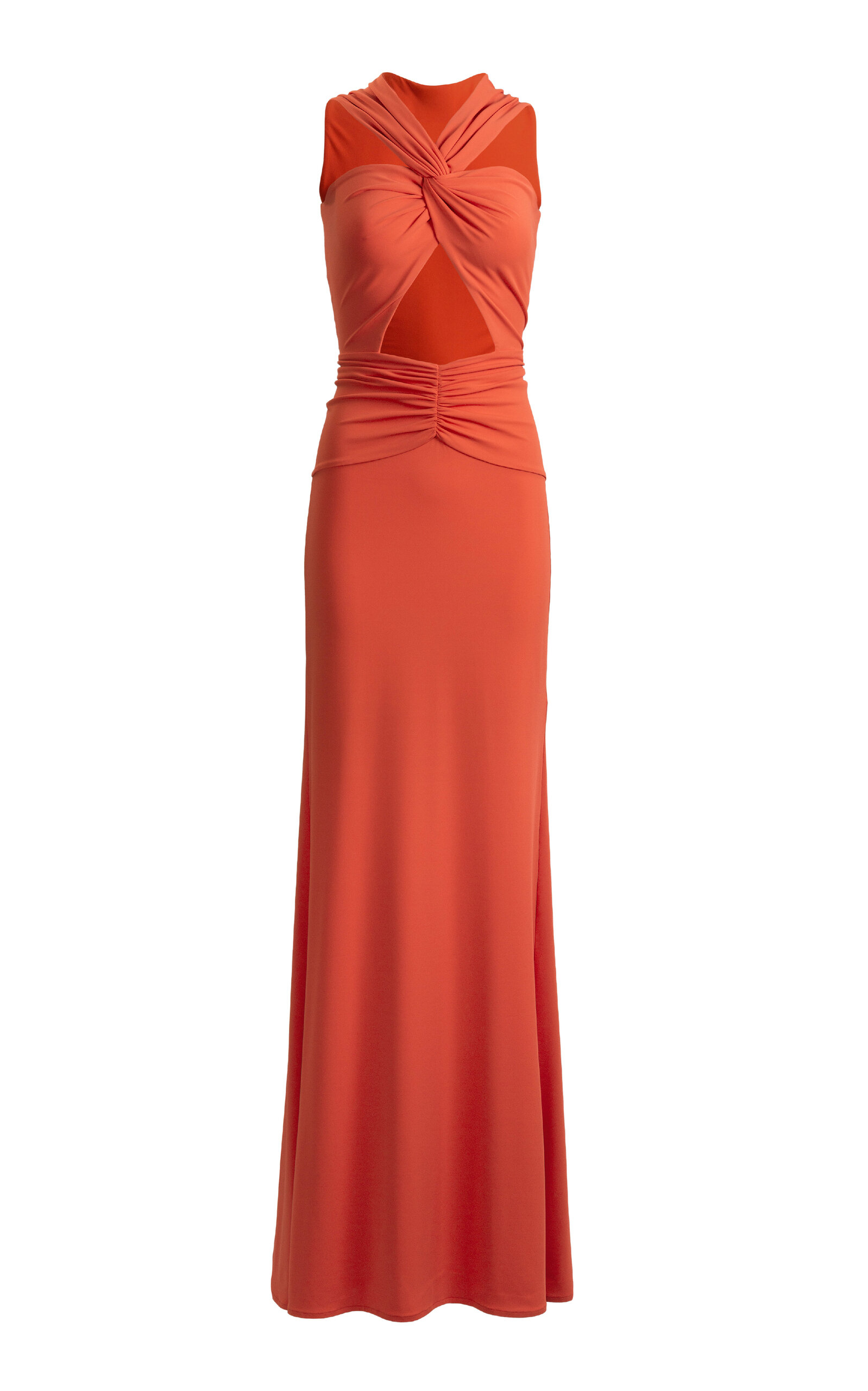 Silvia Tcherassi Naga Twisted Cutout Jersey Maxi Dress - Orange