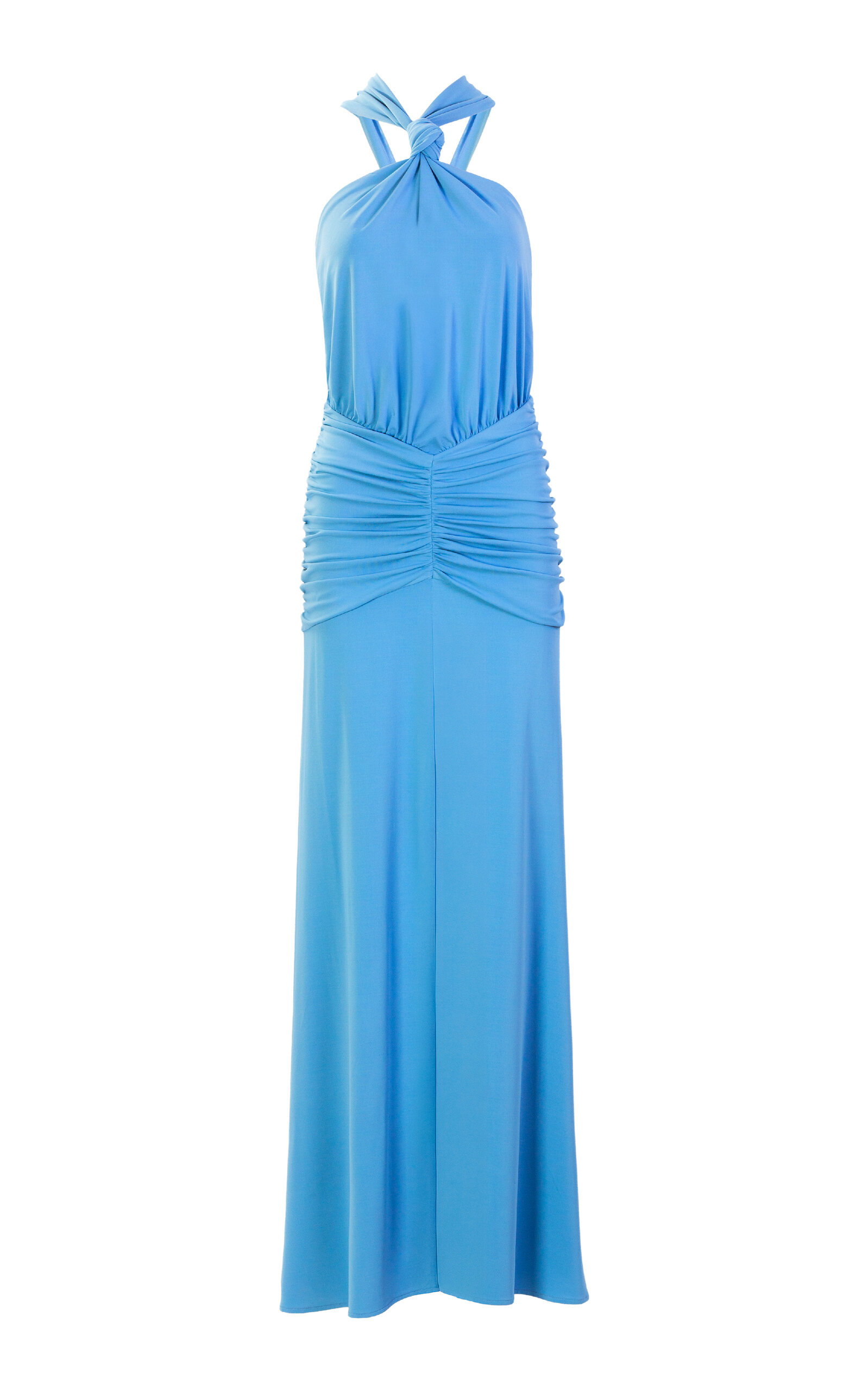 Silvia Tcherassi Jedda Ruched Stretch-silk Maxi Dress In Blue