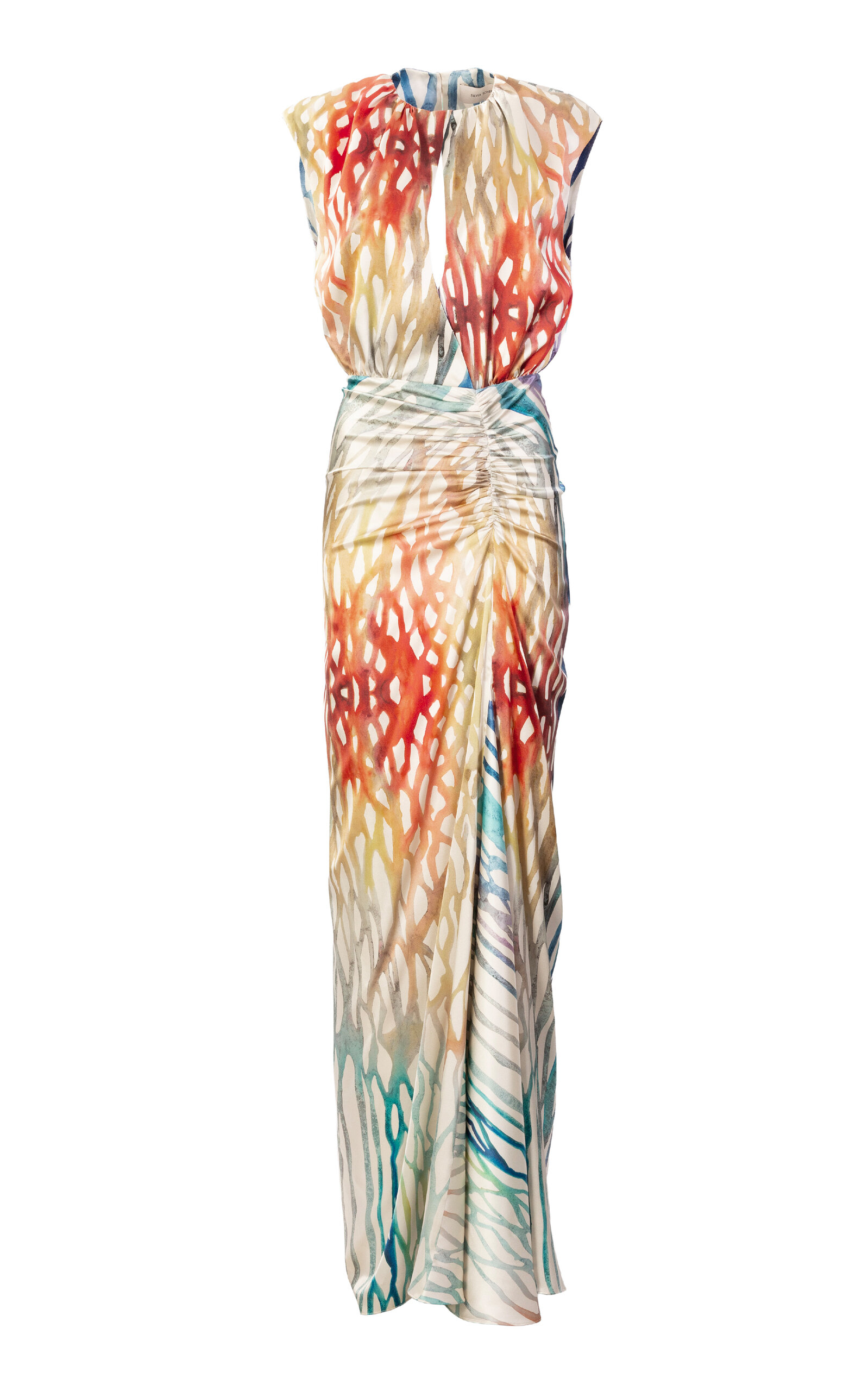 Silvia Tcherassi Samaira Ruched Stretch-silk Maxi Dress In Multi