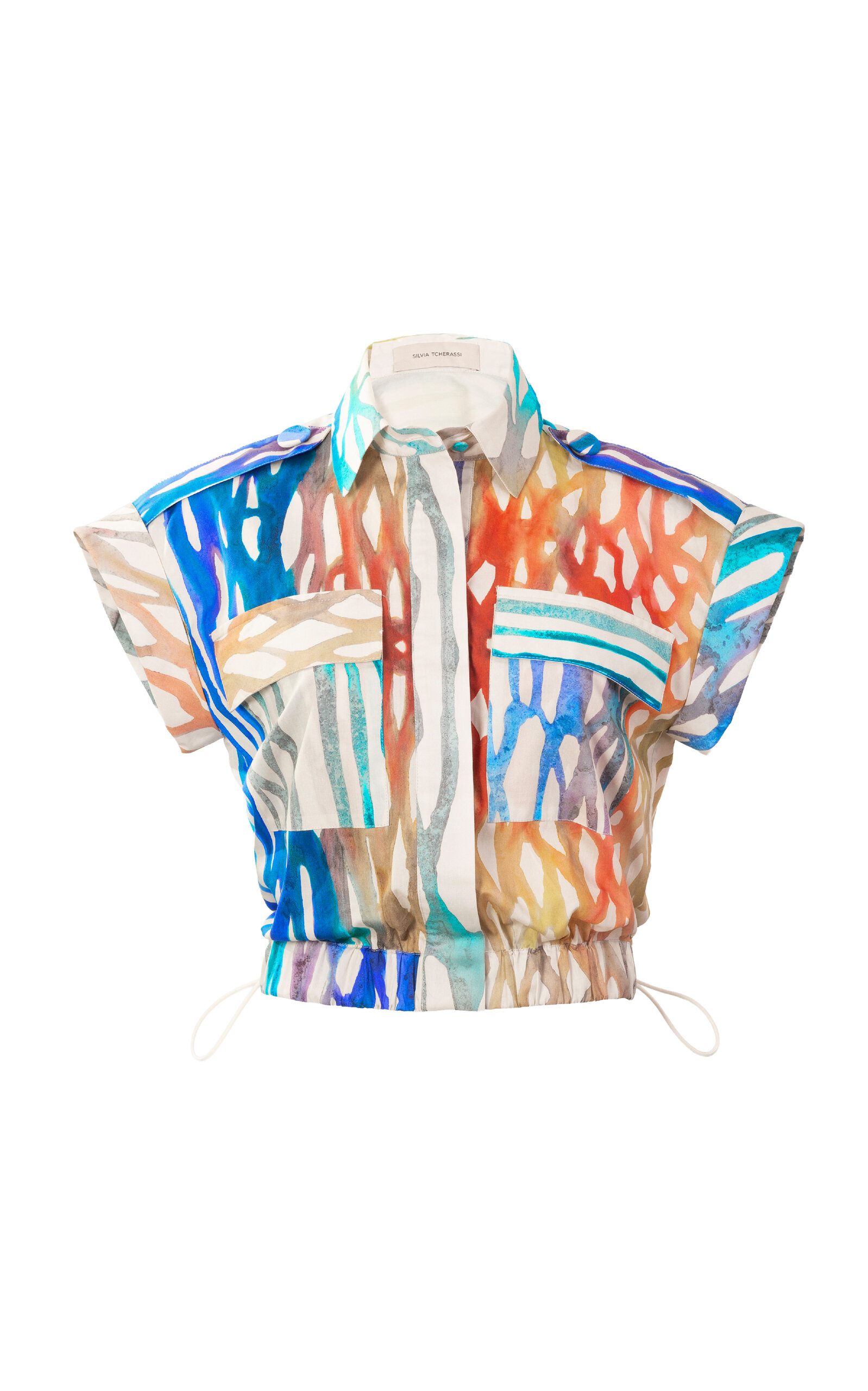 Silvia Tcherassi Bara Cuffed Cotton Shirt In Multi