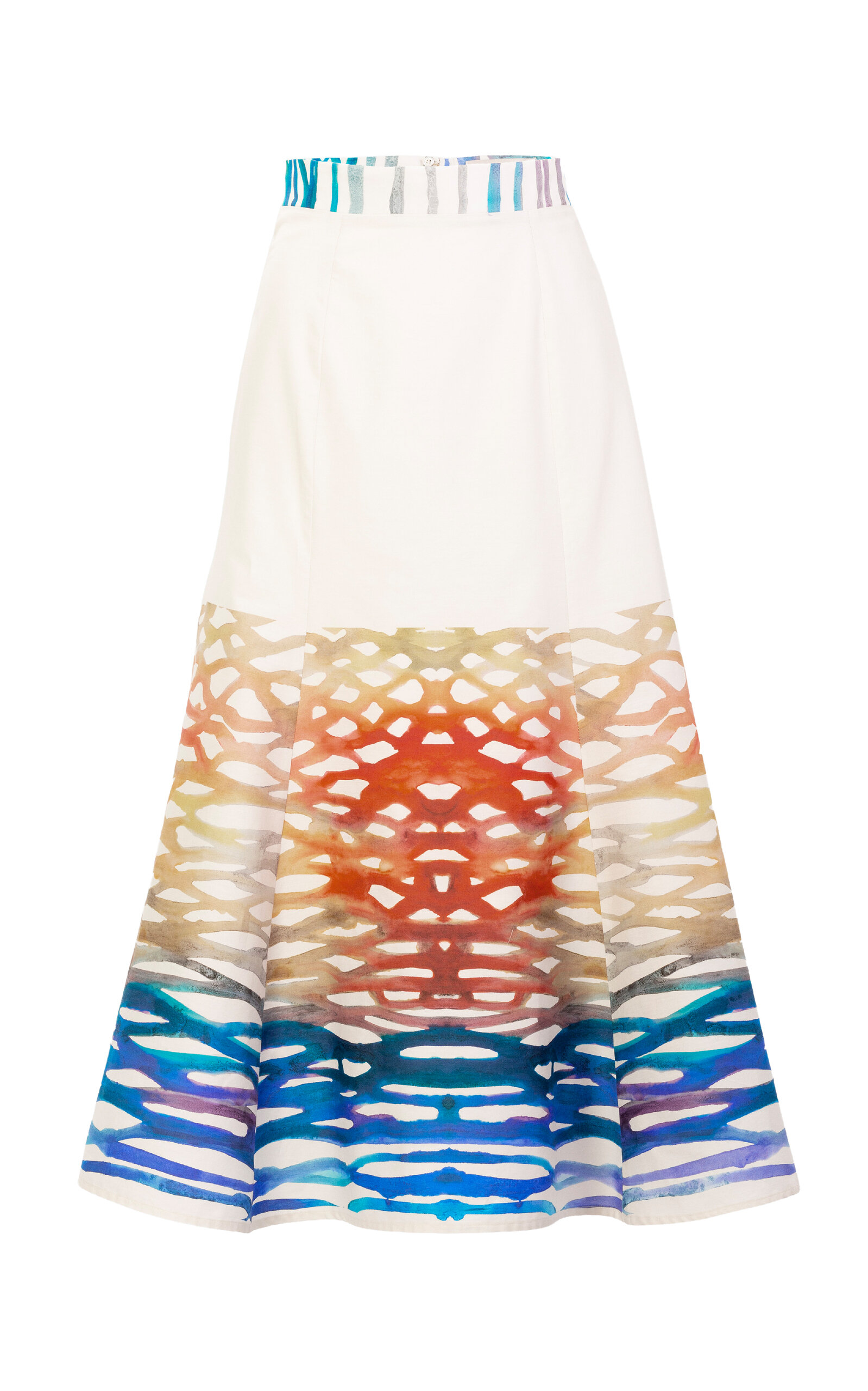 Silvia Tcherassi Erin Cotton Midi Skirt In Multi
