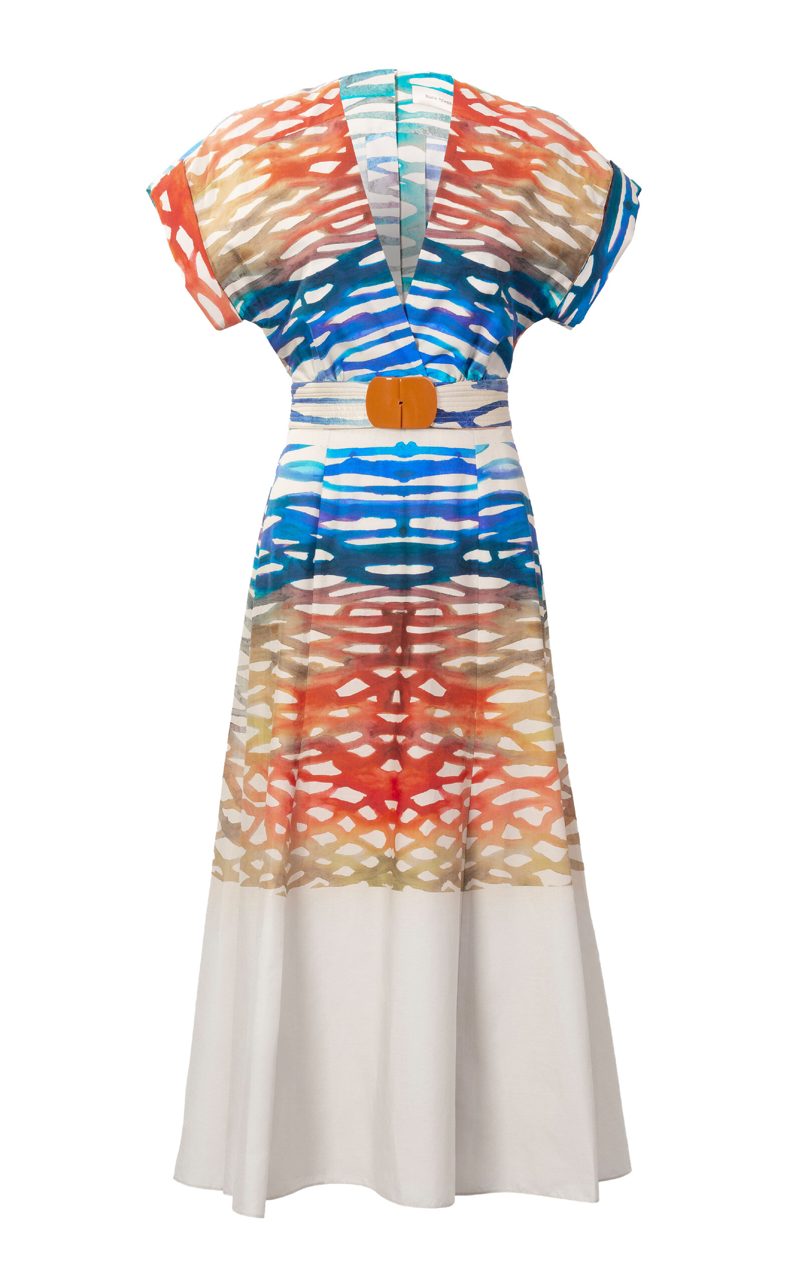 Silvia Tcherassi Sakura Cotton Midi Dress In Multi