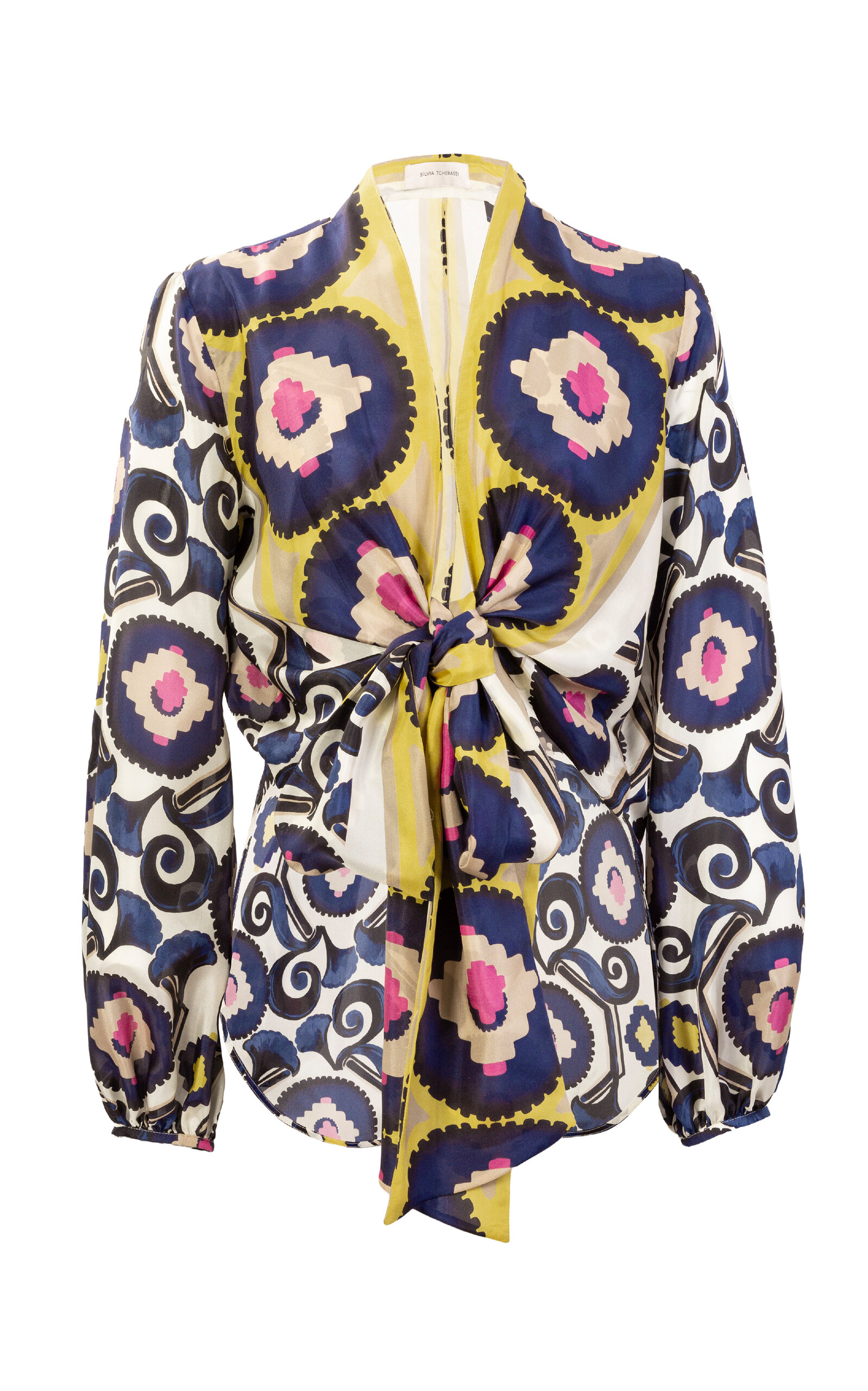 Silvia Tcherassi Honey Tie-Detailed Silk Top