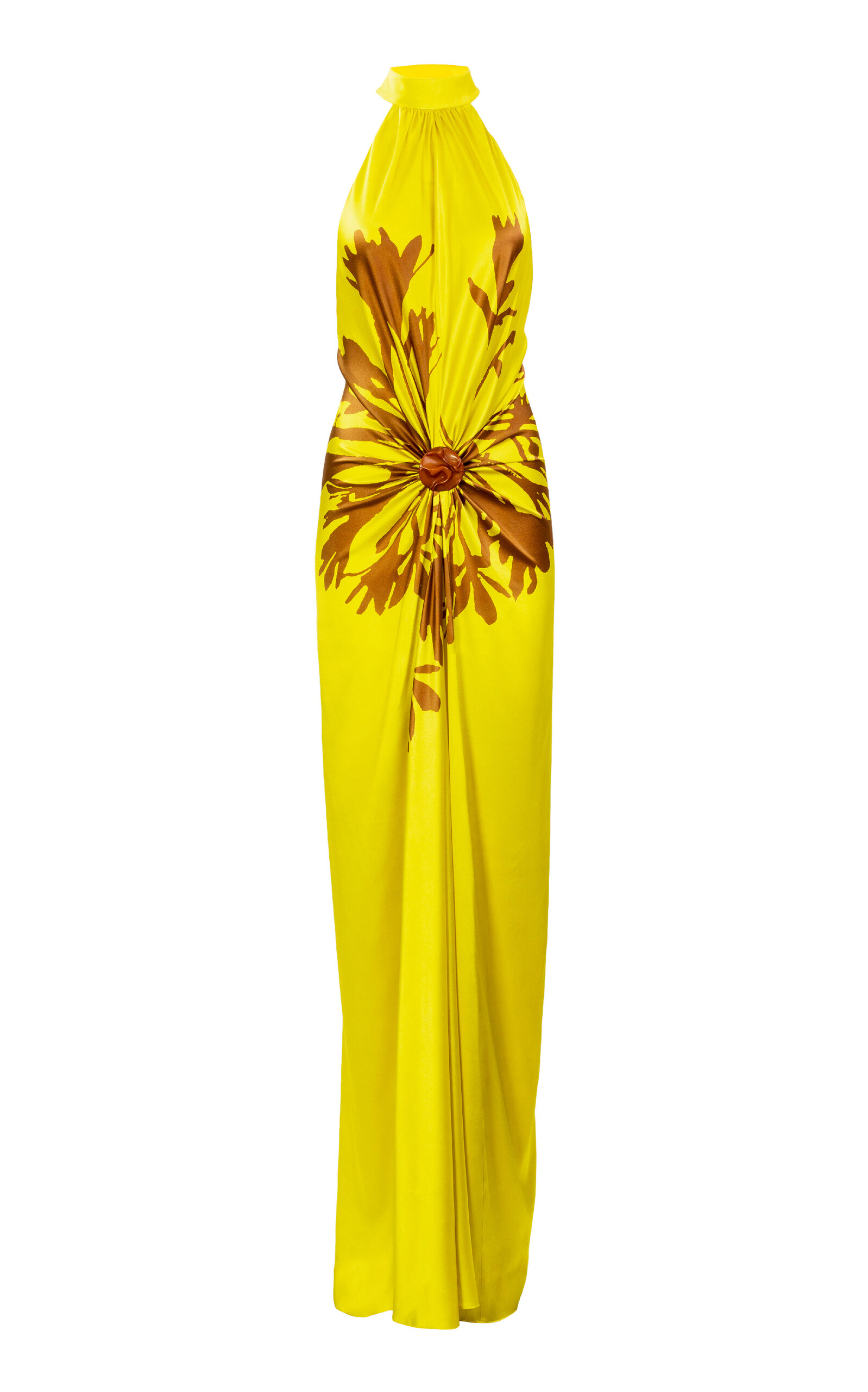Silvia Tcherassi Koori Stretch-silk Halter Maxi Dress In Yellow