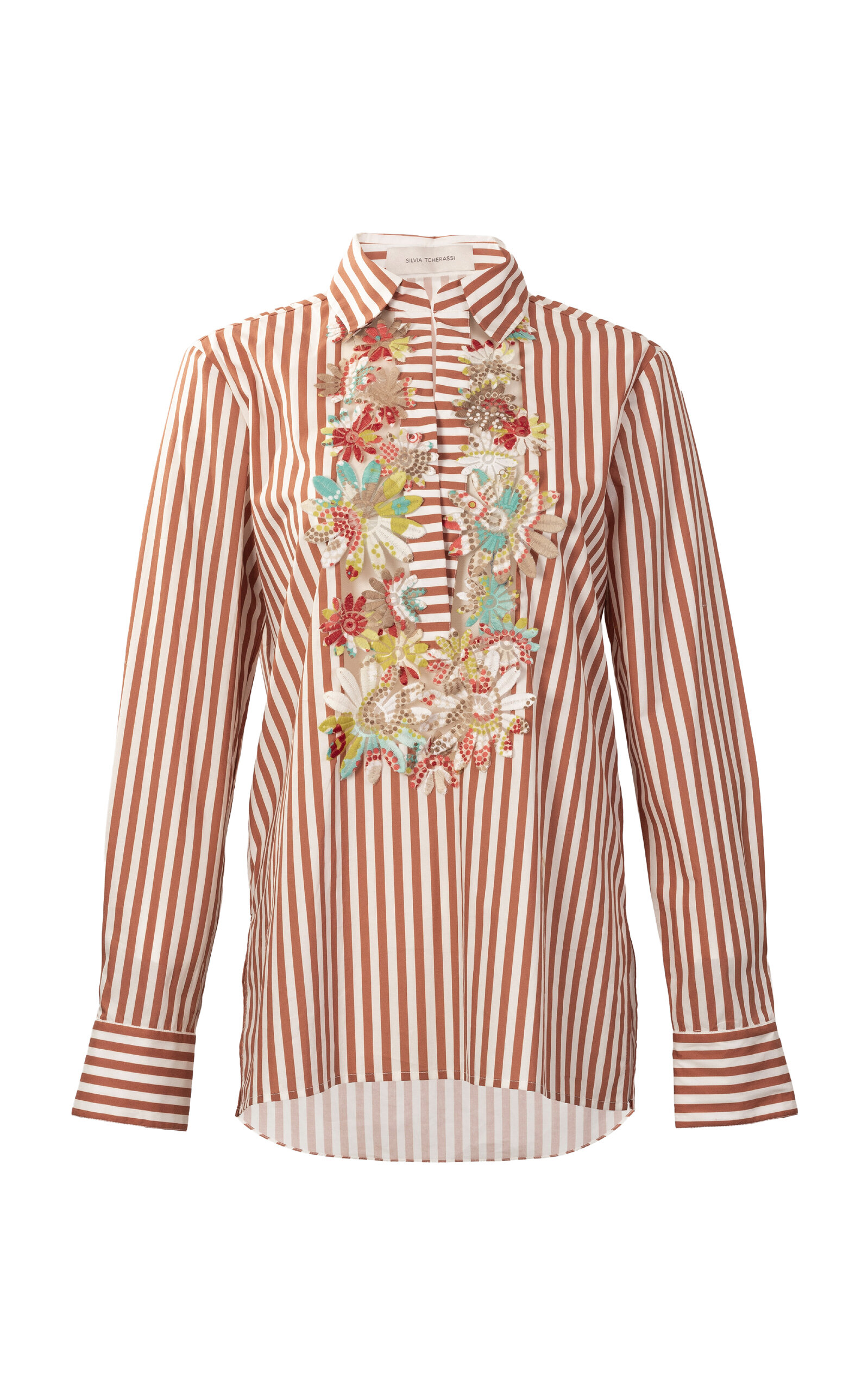 Silvia Tcherassi Karole Floral-Embellished Cotton Shirt - Multi