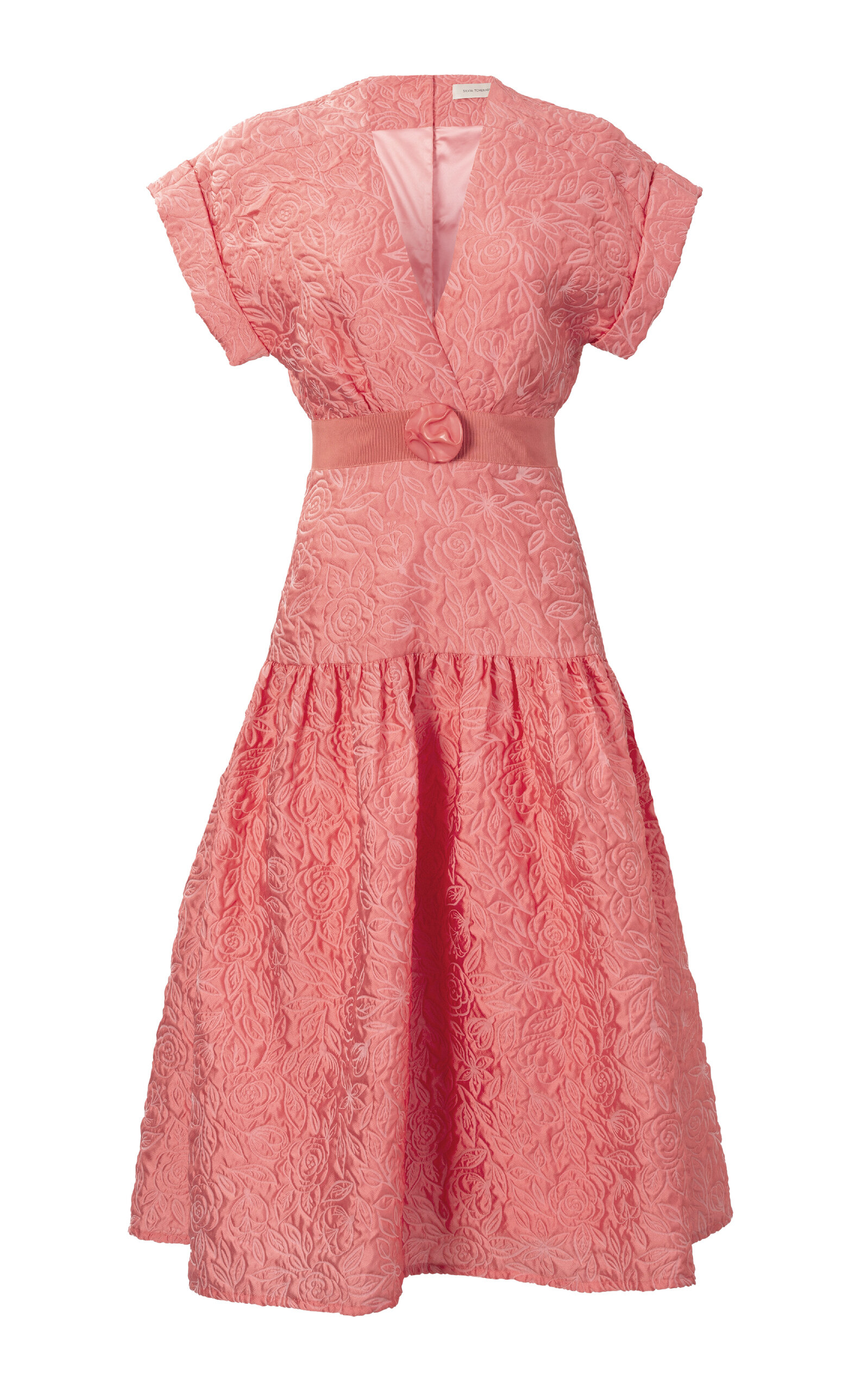 Silvia Tcherassi Metaponto Brocade Midi Dress - Pink