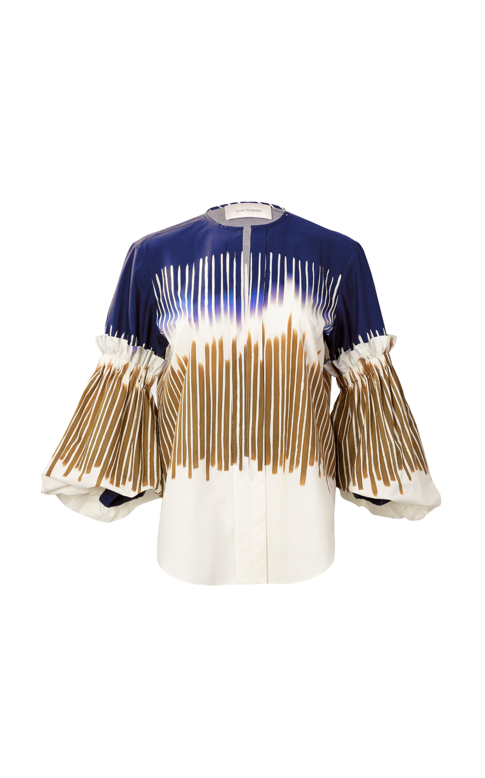 Silvia Tcherassi Lucaya Flare-sleeve Cotton Top In Multi