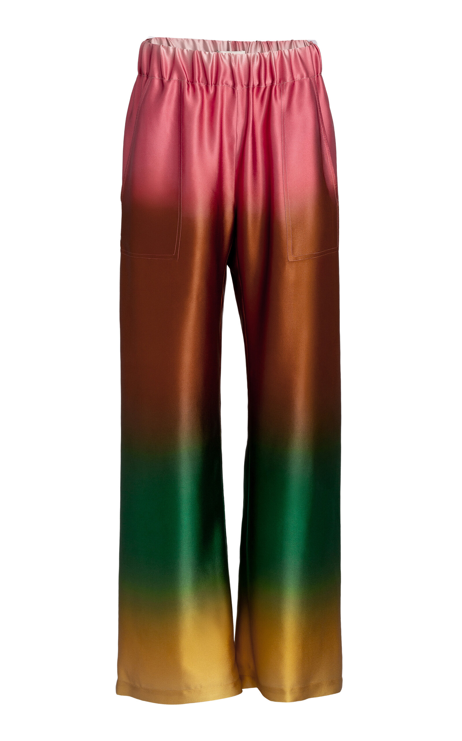 Silvia Tcherassi Nerea Stretch-Satin Wide-Leg Pants