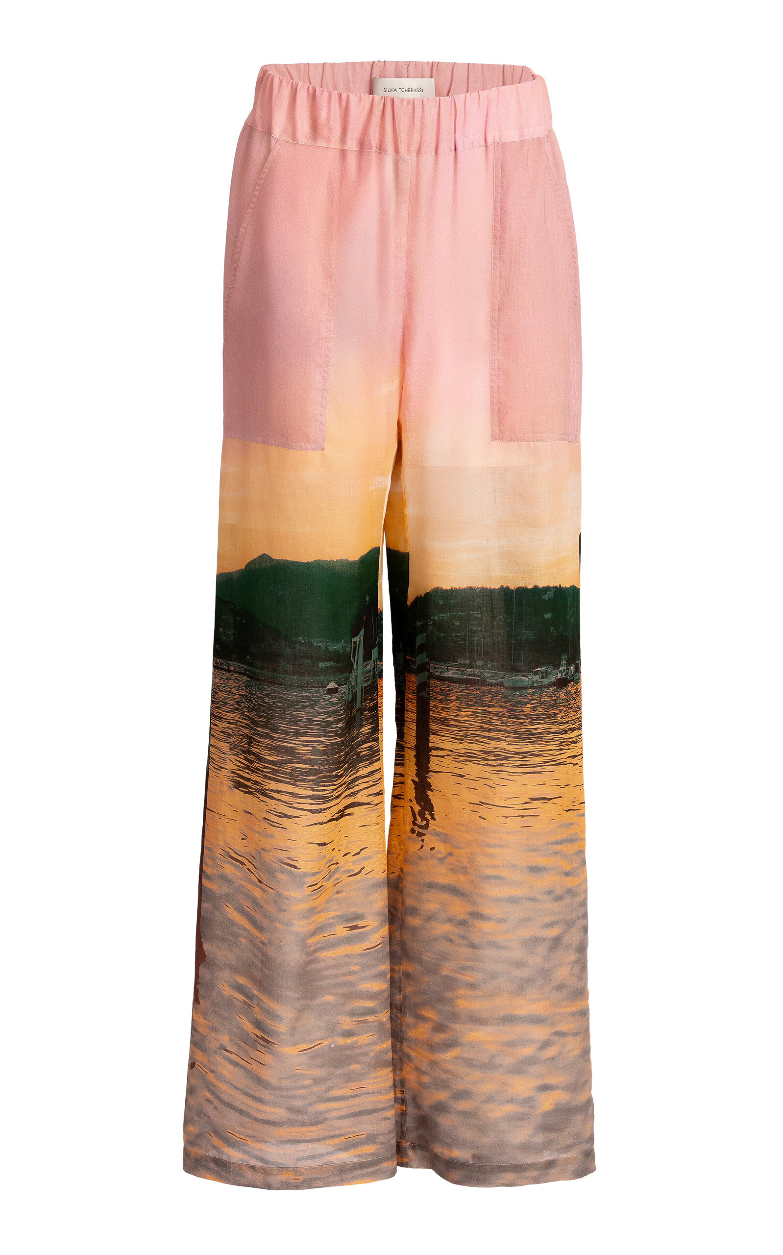 Silvia Tcherassi Nerea Printed Cotton Wide-leg Pants In Pink
