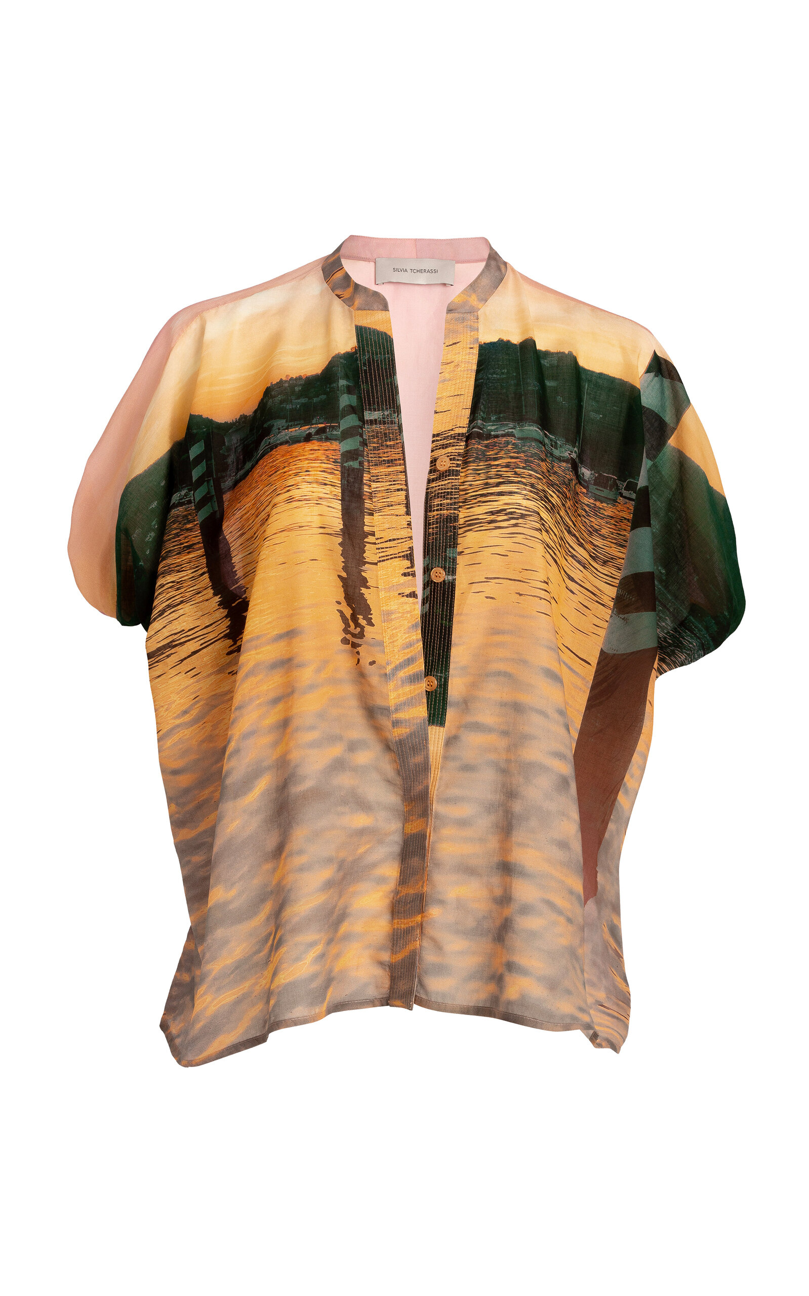 Silvia Tcherassi Zenia Printed Cotton Shirt In Brown