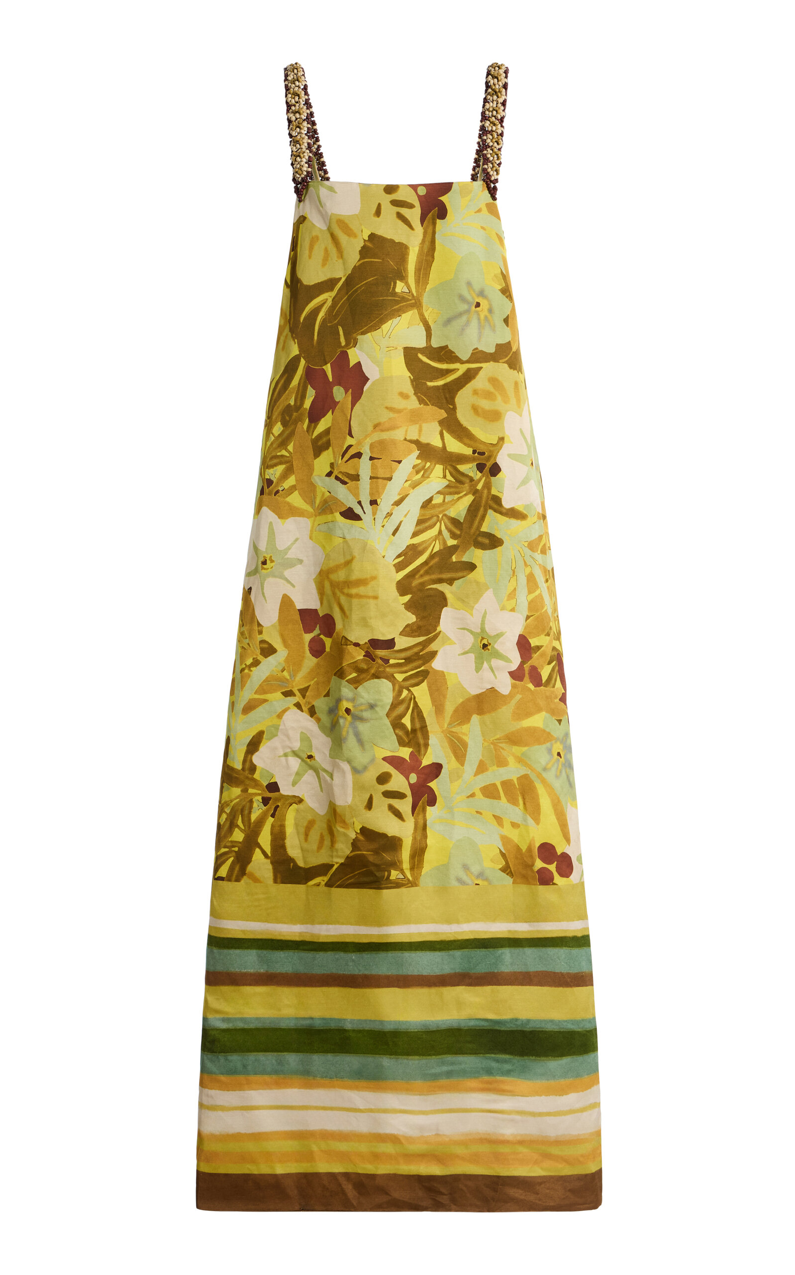 ALÉMAIS Printed Linen-Blend Maxi Dress