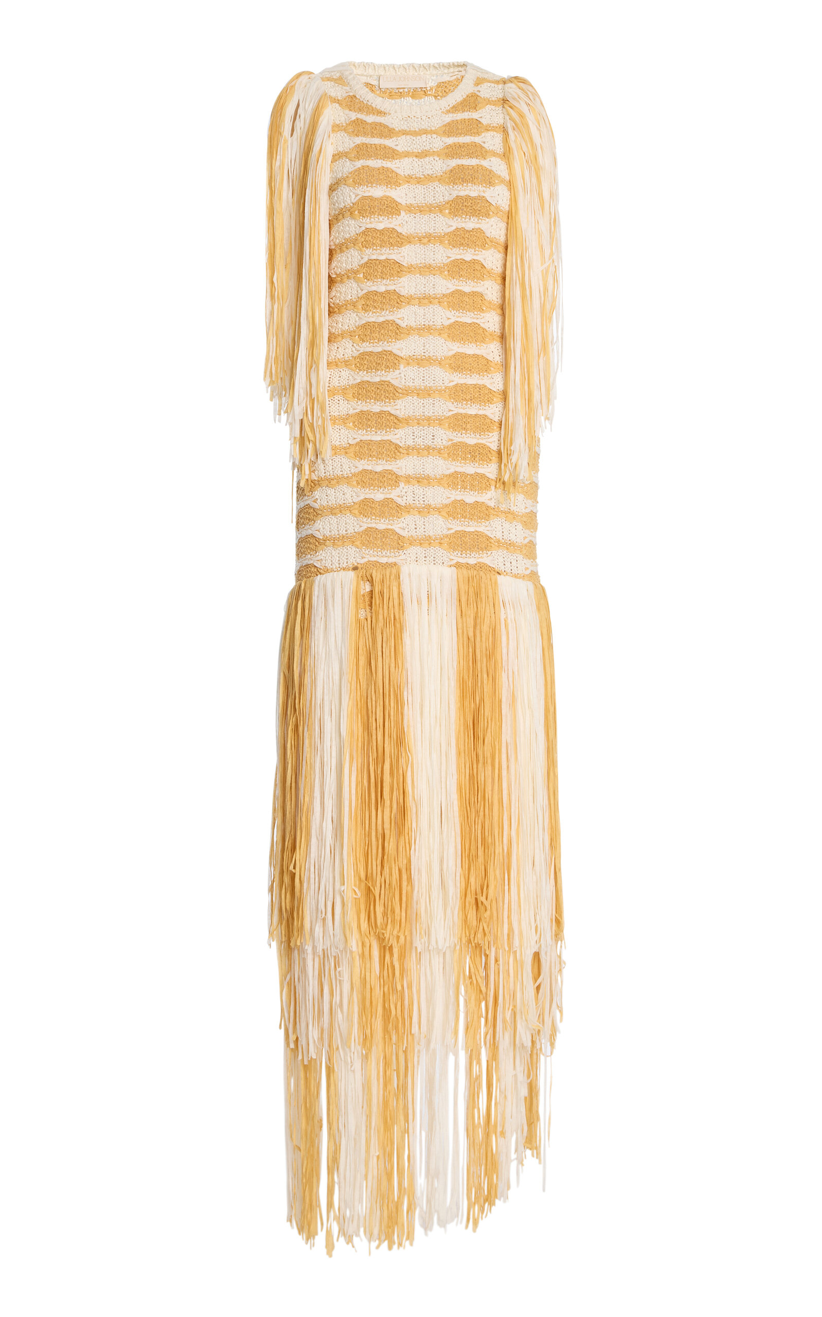 Ulla Johnson Silvia Fringed Knit Maxi Dress - Yellow - XL