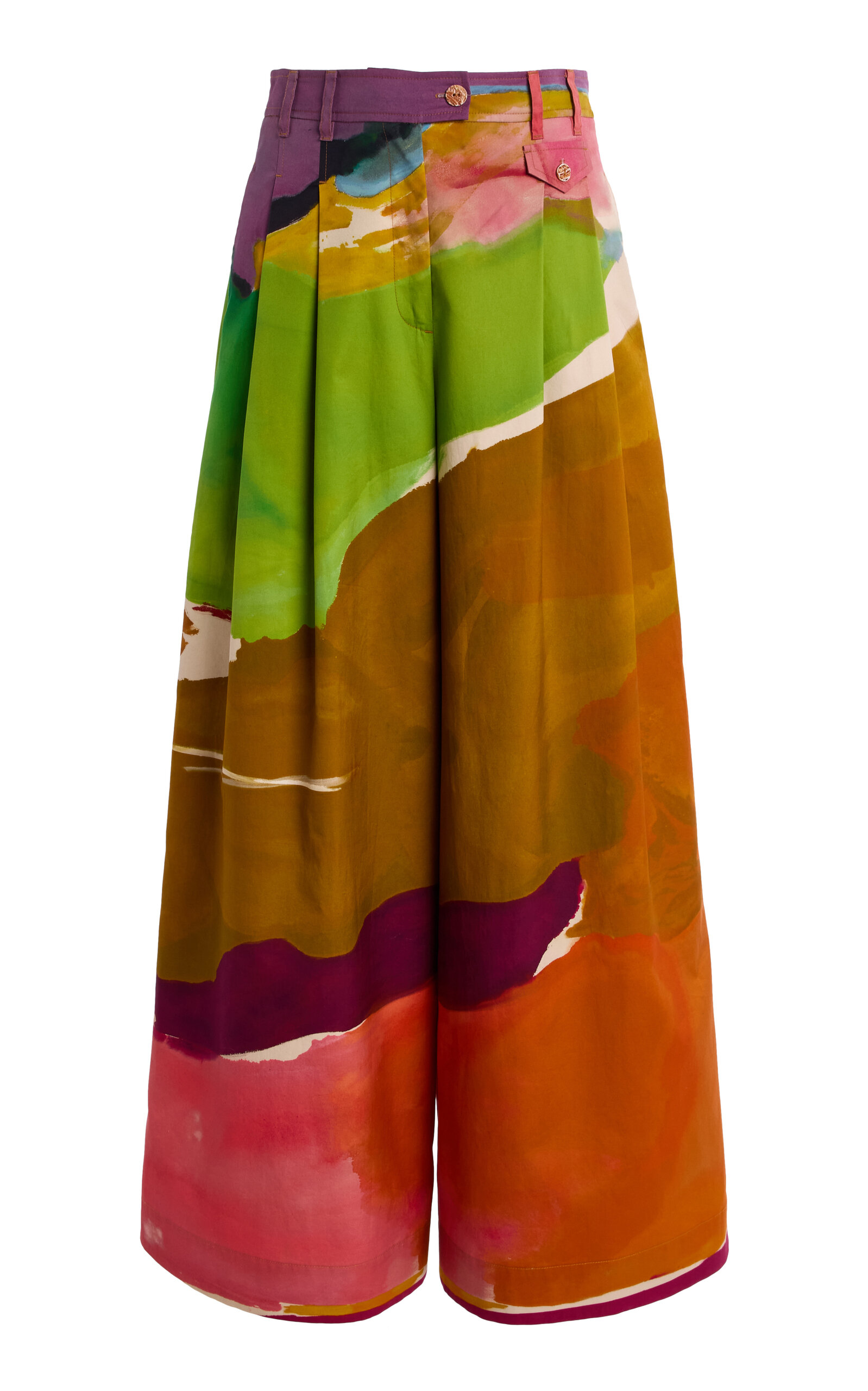 Ulla Johnson Motherwell Printed Cotton-Poplin Wide-Leg Pants - Orange