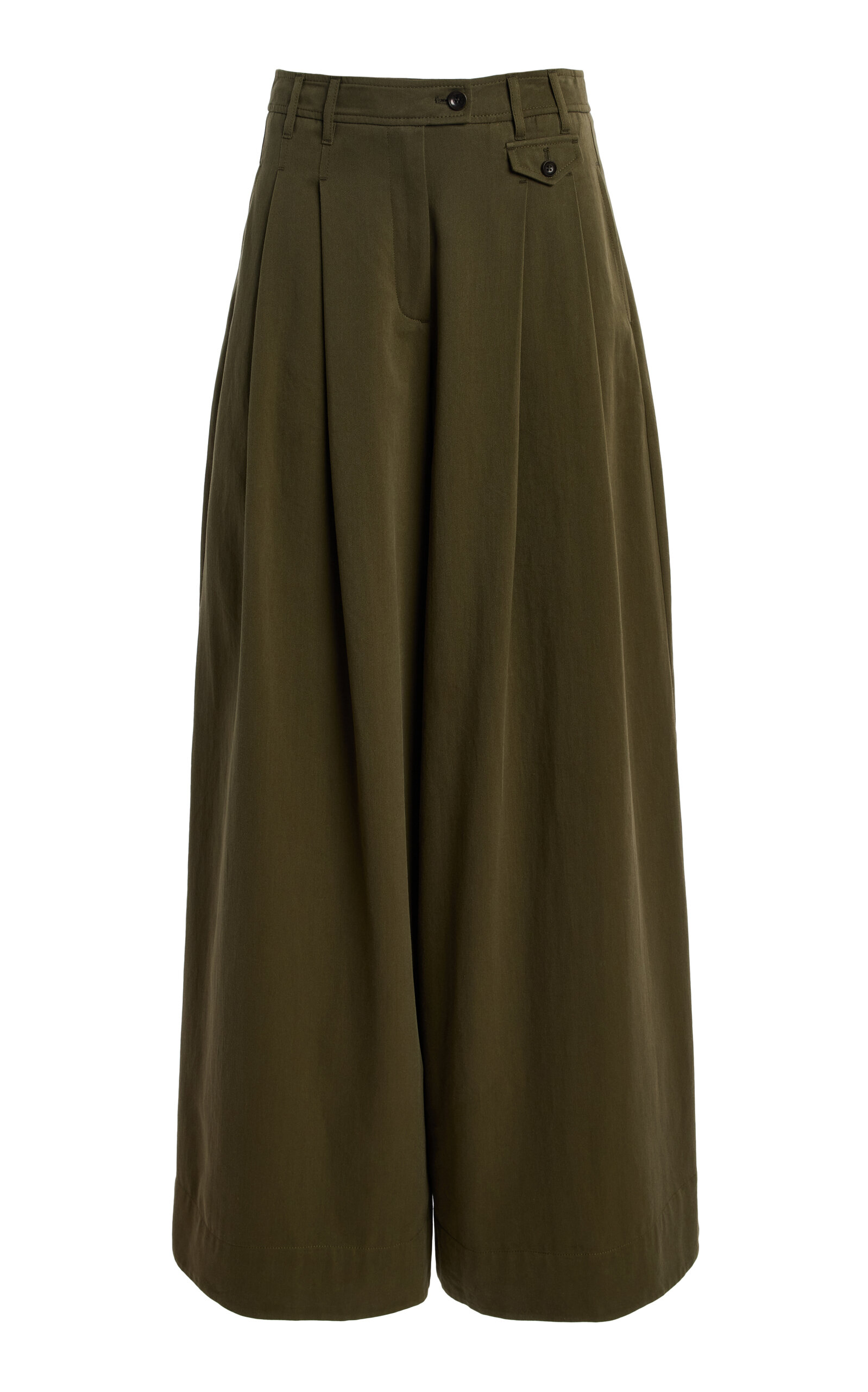 Ulla Johnson Motherwell Mid-rise Cotton Wide-leg Pants In Green