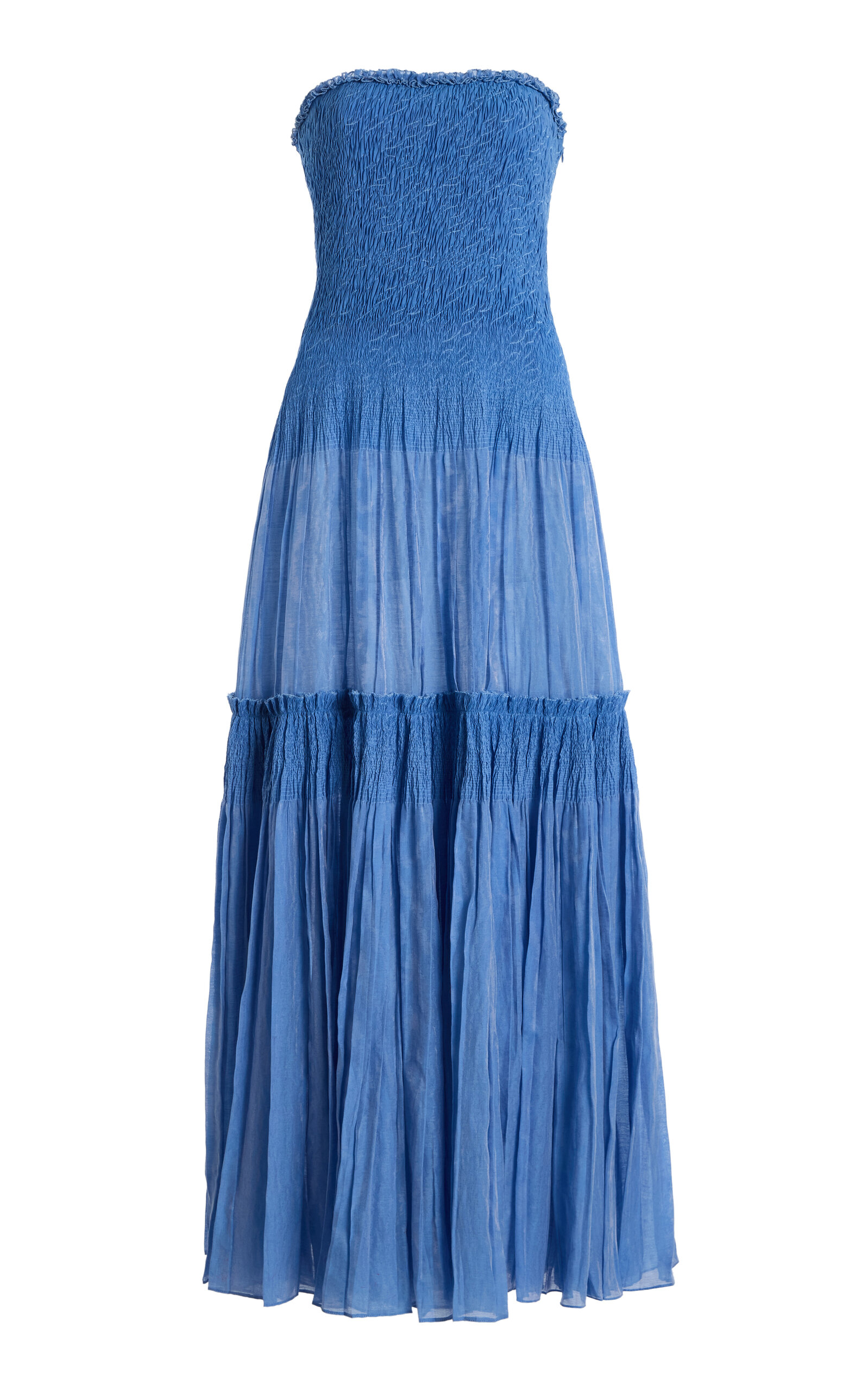 Ulla Johnson Nora Smocked Cotton-Silk Blend Maxi Dress