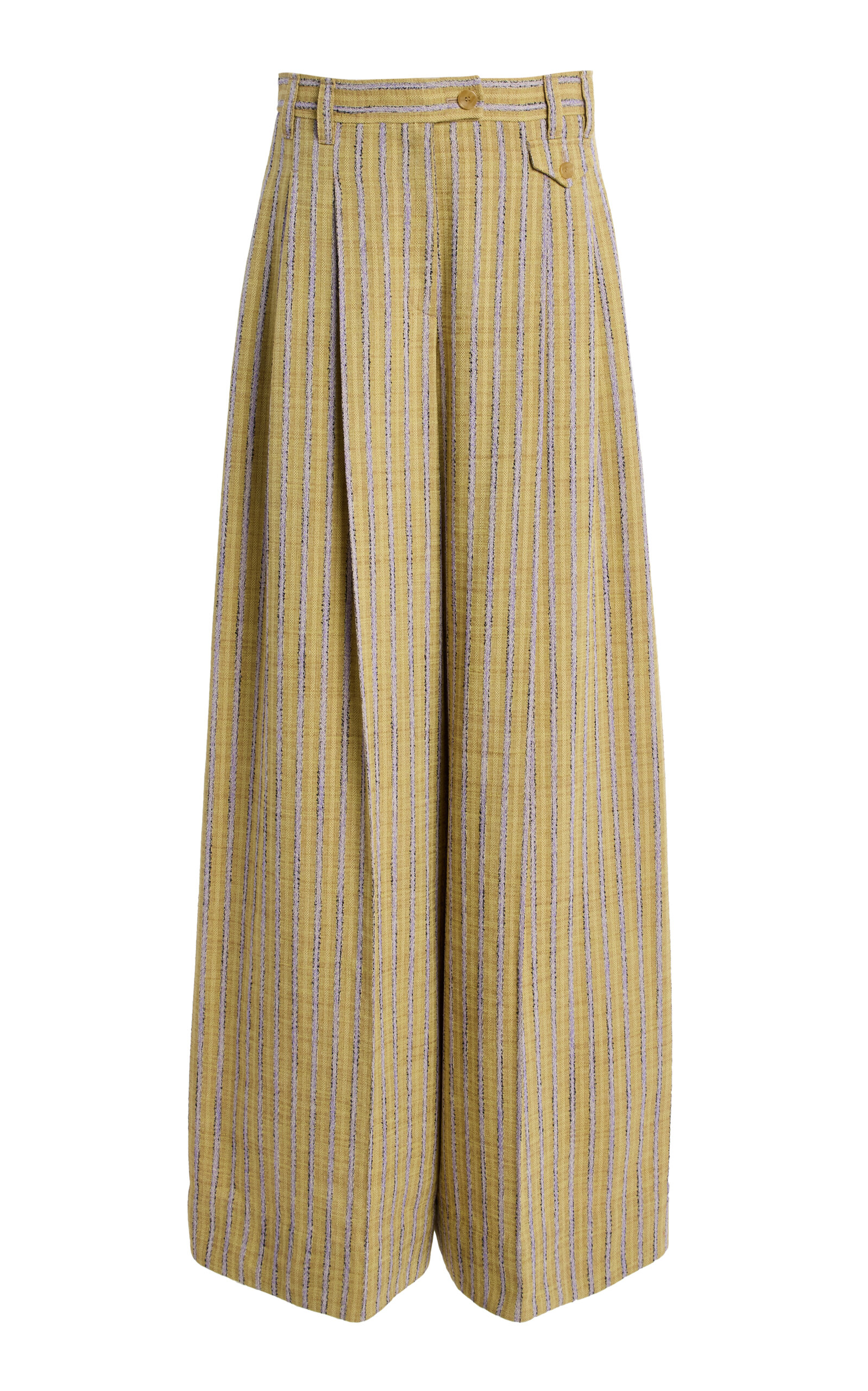 Ulla Johnson Motherwell Striped Cotton-Blend Wide-Leg Pants - Brown