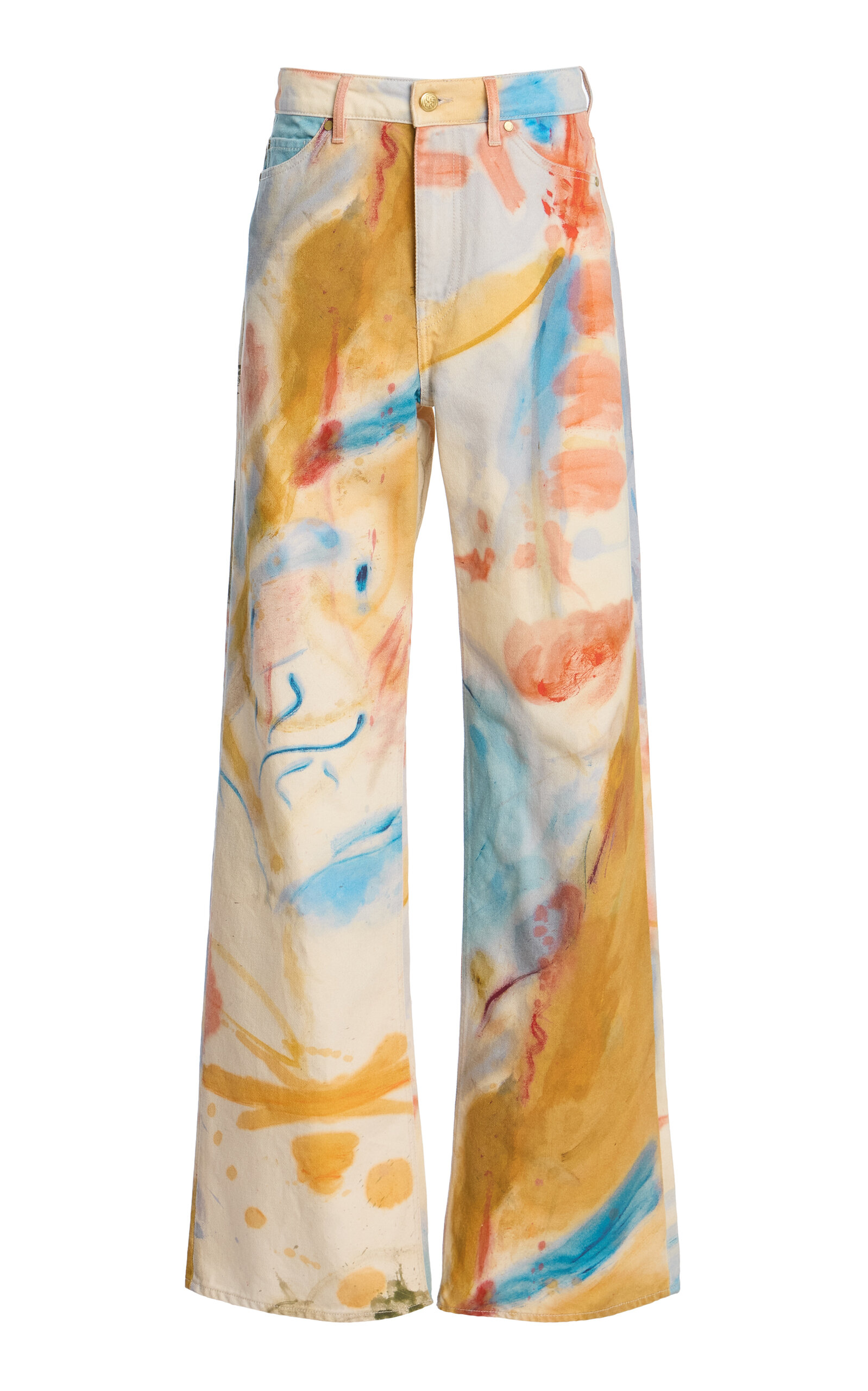 Ulla Johnson Willow Printed Denim Wide-Leg Cotton Jeans