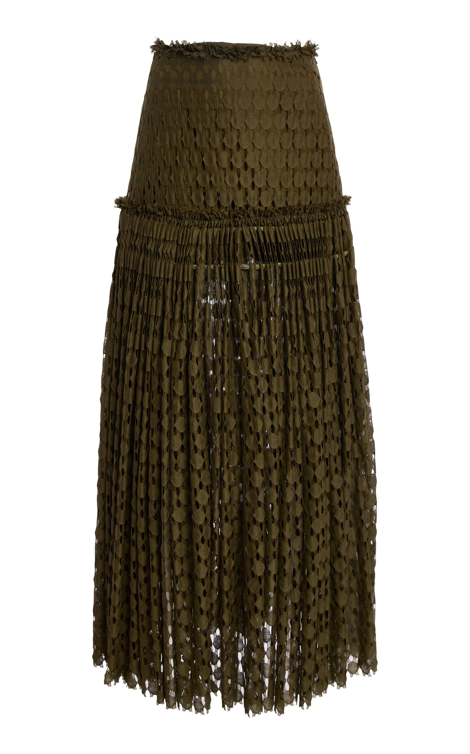 Ulla Johnson Aris Lace Cotton-Blend Maxi Skirt - Olive