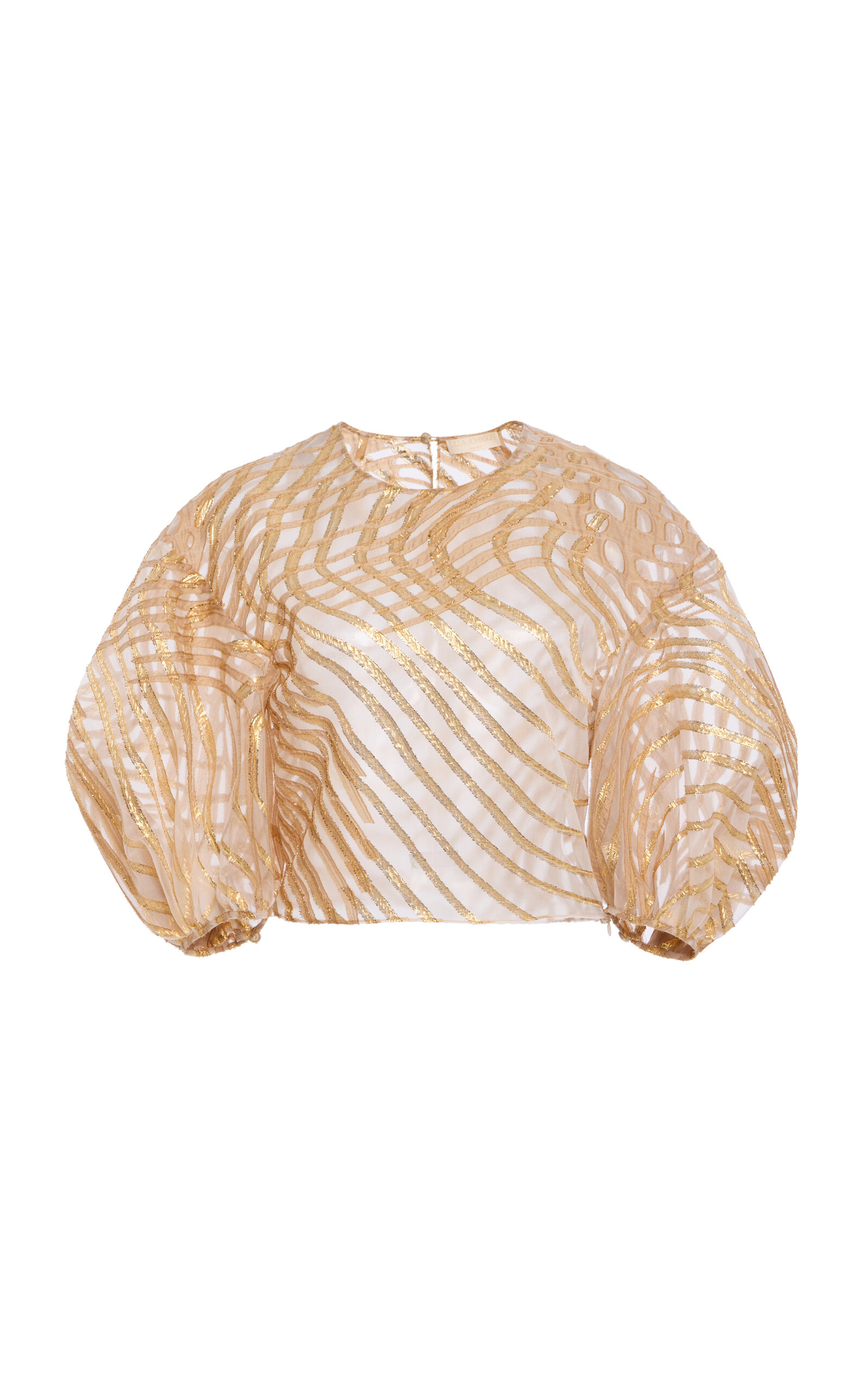 Ulla Johnson Akami Puff-Sleeve Metallic Silk-Organza Top - Metallic