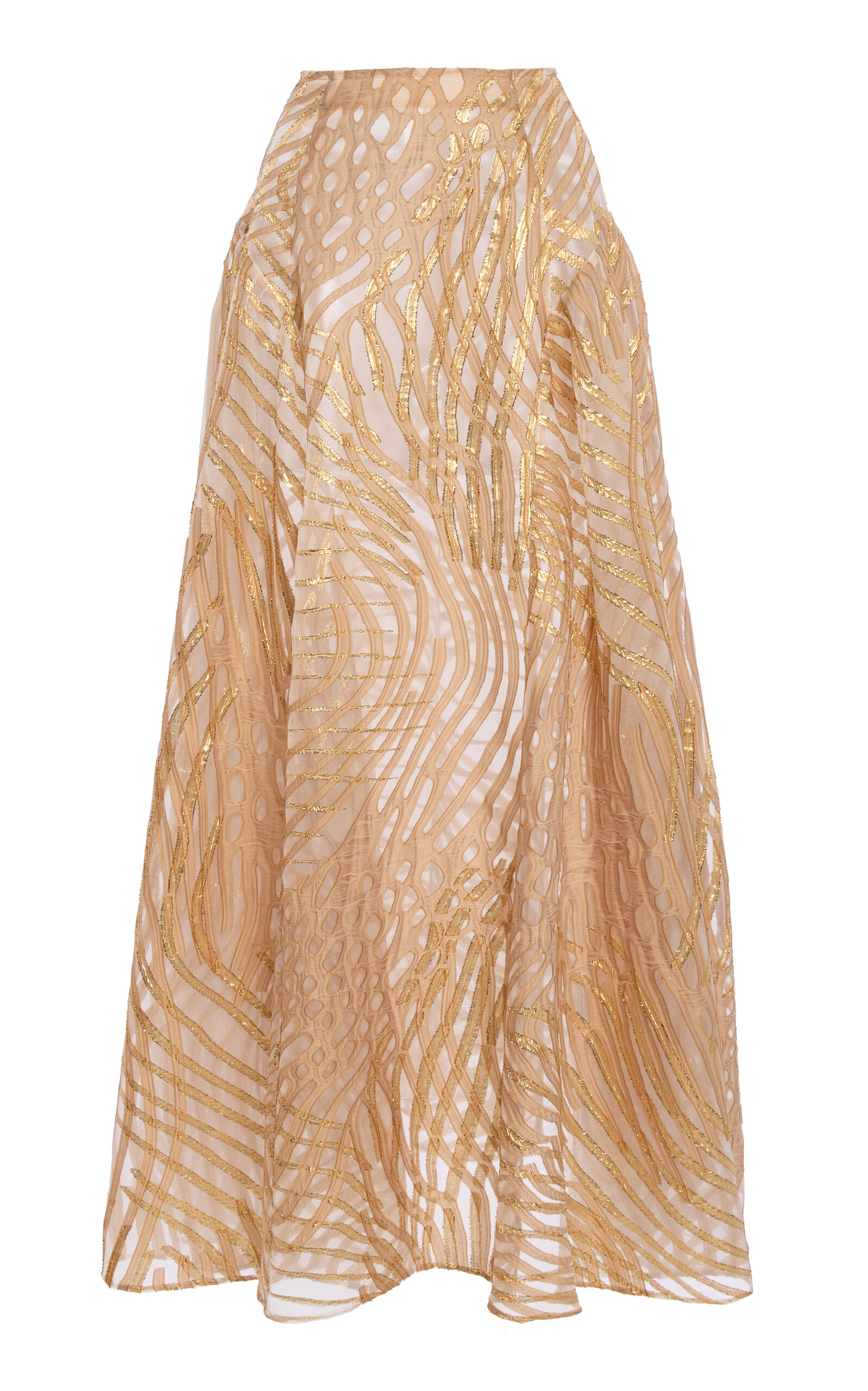 Ulla Johnson Adrienna Metallic Silk-organza Maxi Skirt In Gold