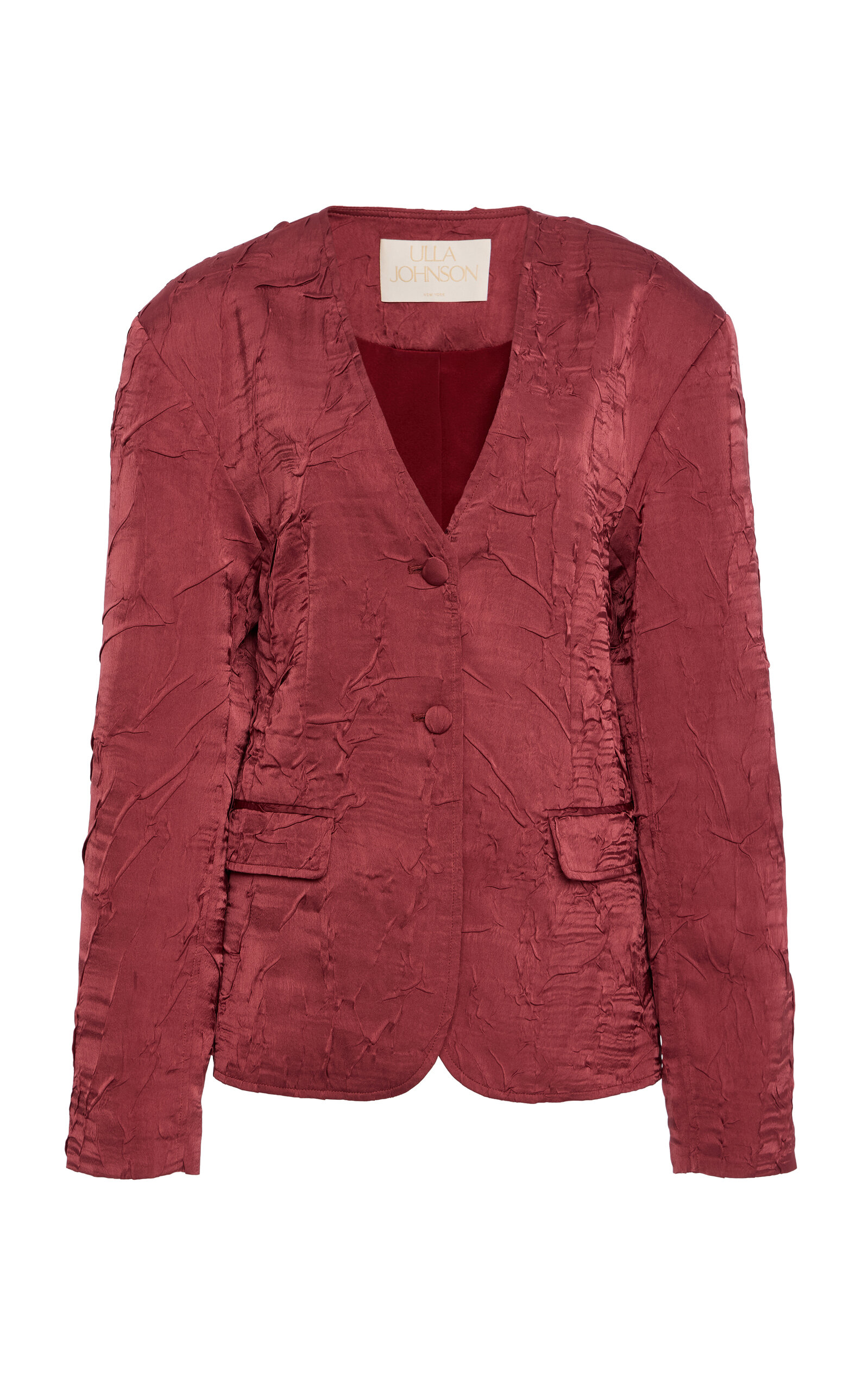 Ulla Johnson Otto Crinkled Blazer In Pink