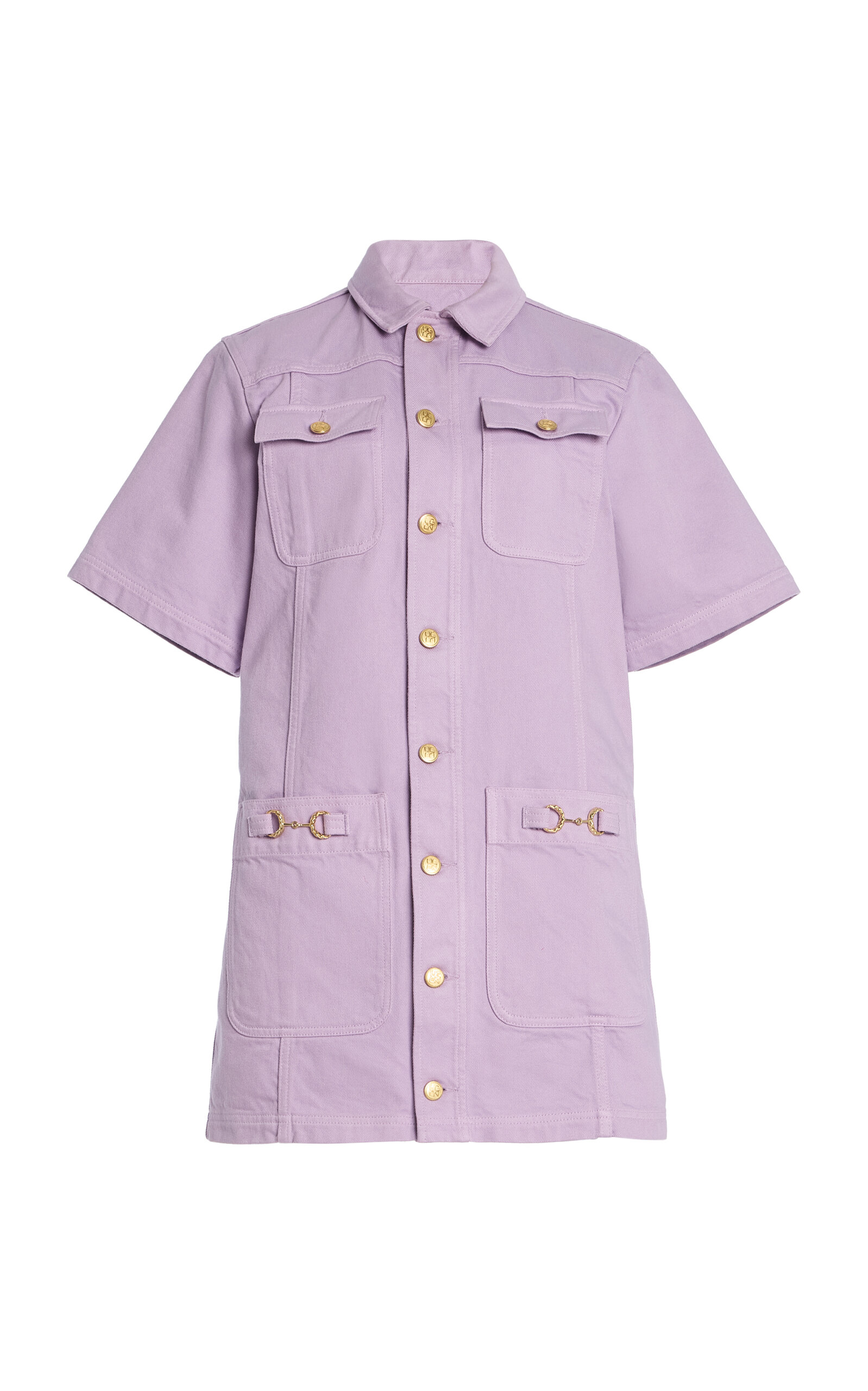 Ulla Johnson Painters Pocket-detailed Cotton Mini Dress In Purple