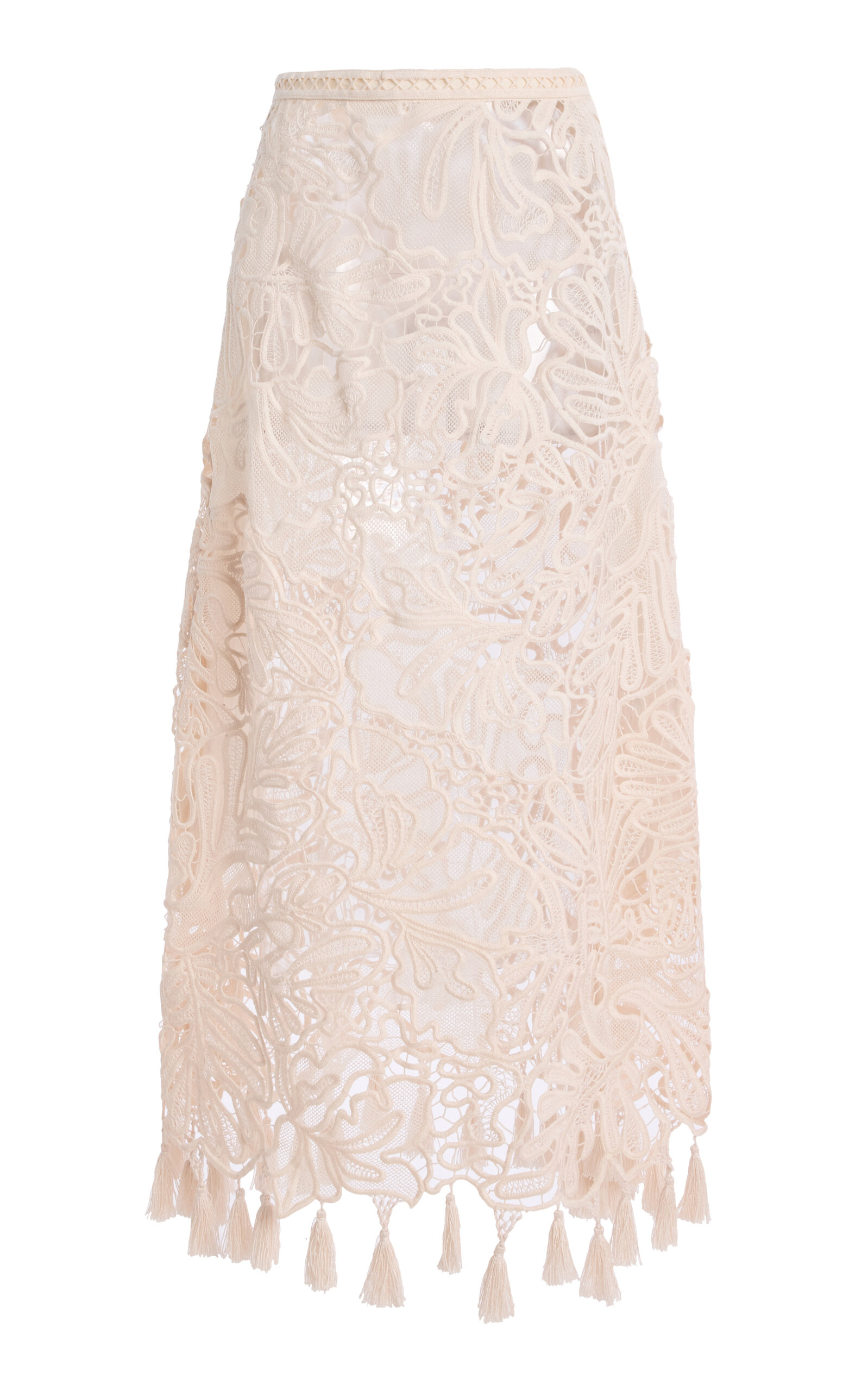 Ulla Johnson Gallina Lace Silk Midi Skirt In White
