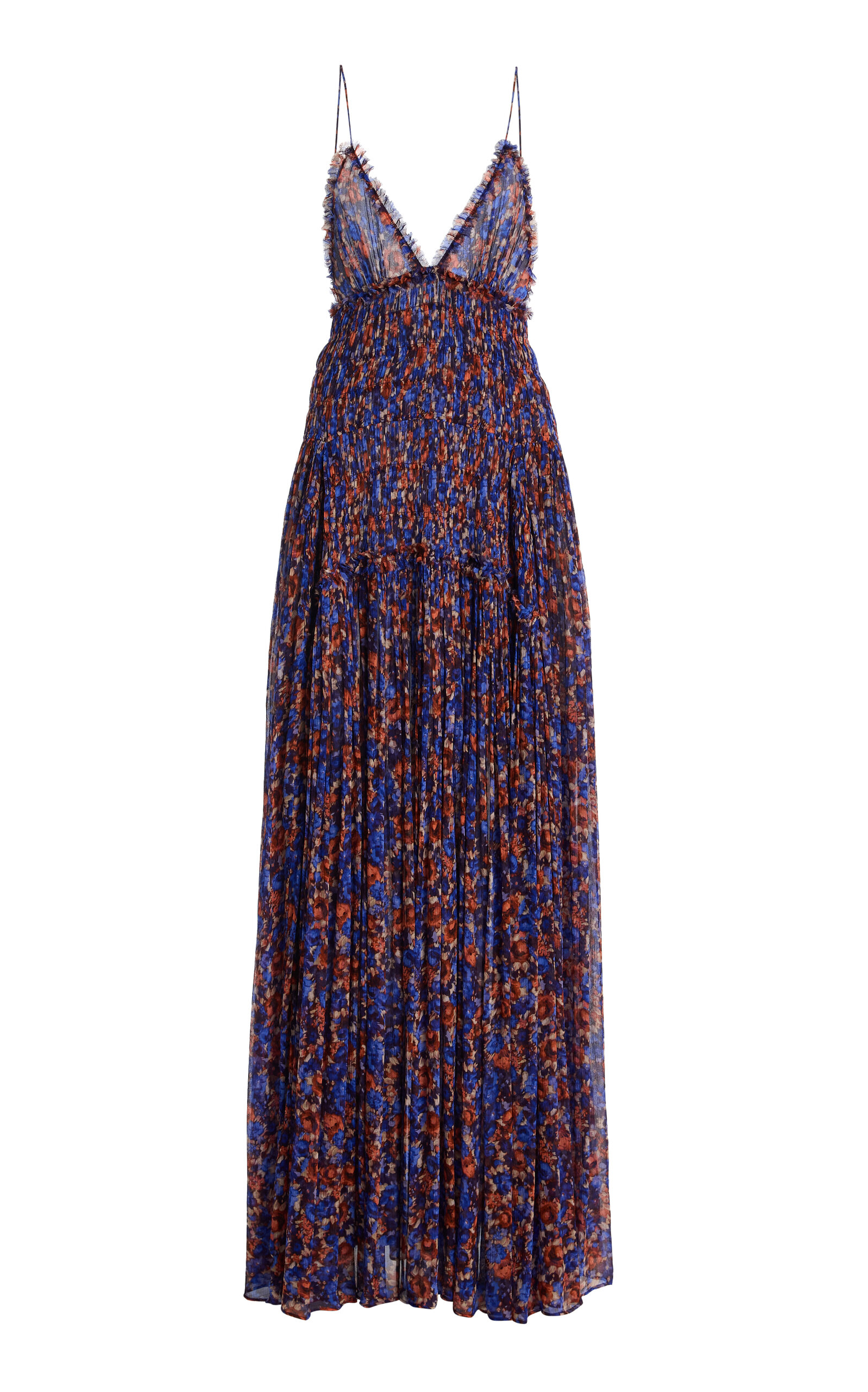 Ulla Johnson Atrani Pleated Silk Gown In Blue