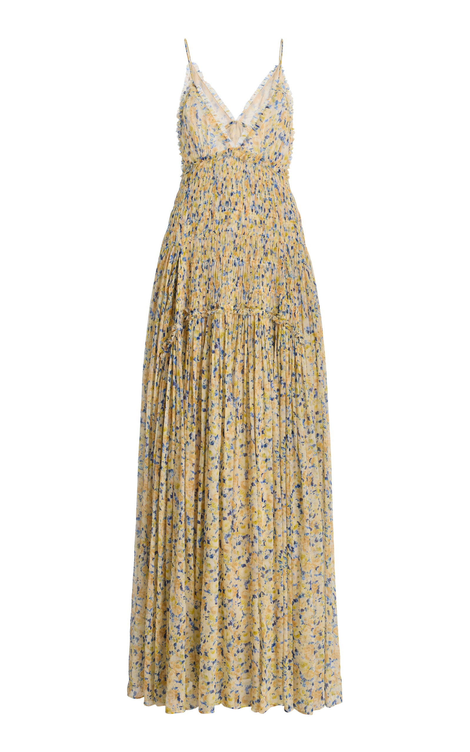 Ulla Johnson Atrani Pleated Silk Gown In Green