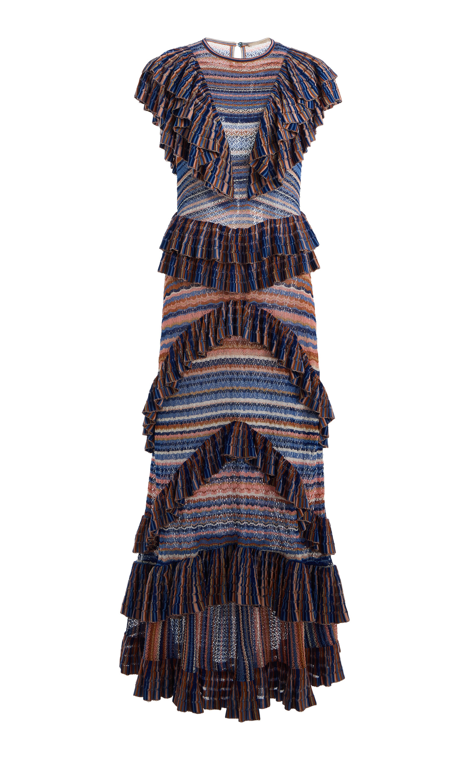 Ulla Johnson Raina Ruffled Pointelle-Knit Maxi Dress - Multi