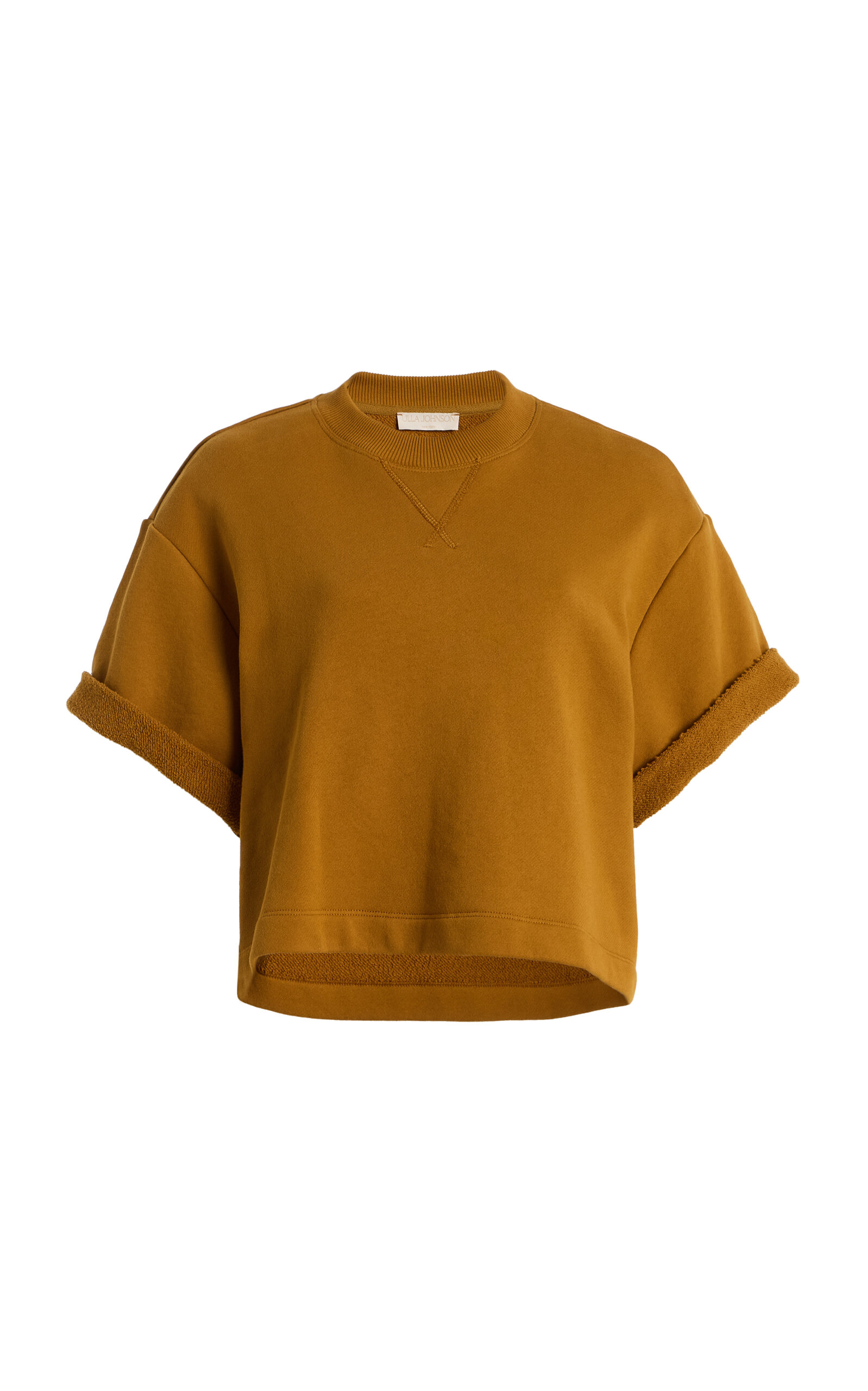 Ulla Johnson Cove Boxy French Terry Cotton Top In Brown