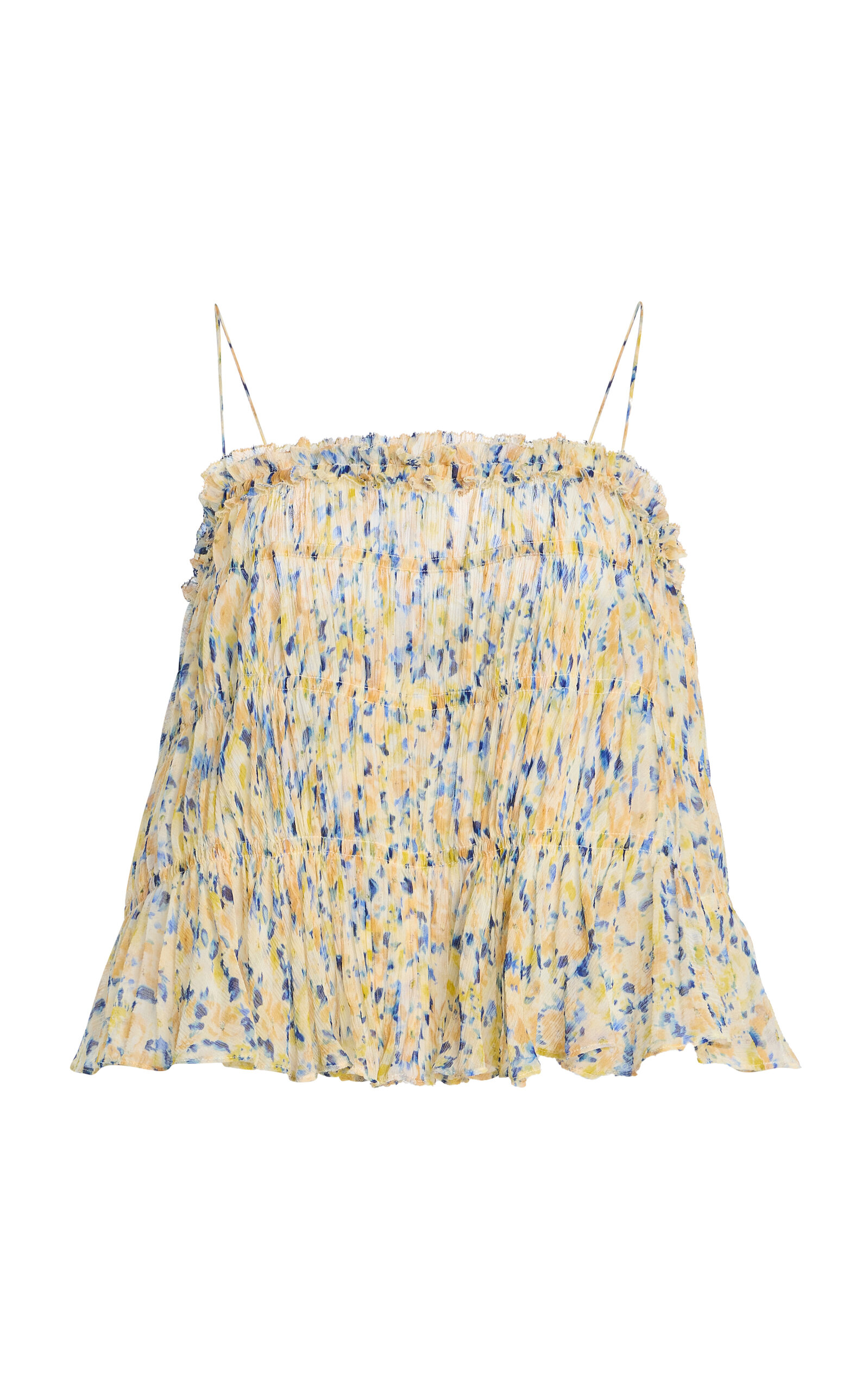 Ulla Johnson Florian Pleated Silk Top In Gray