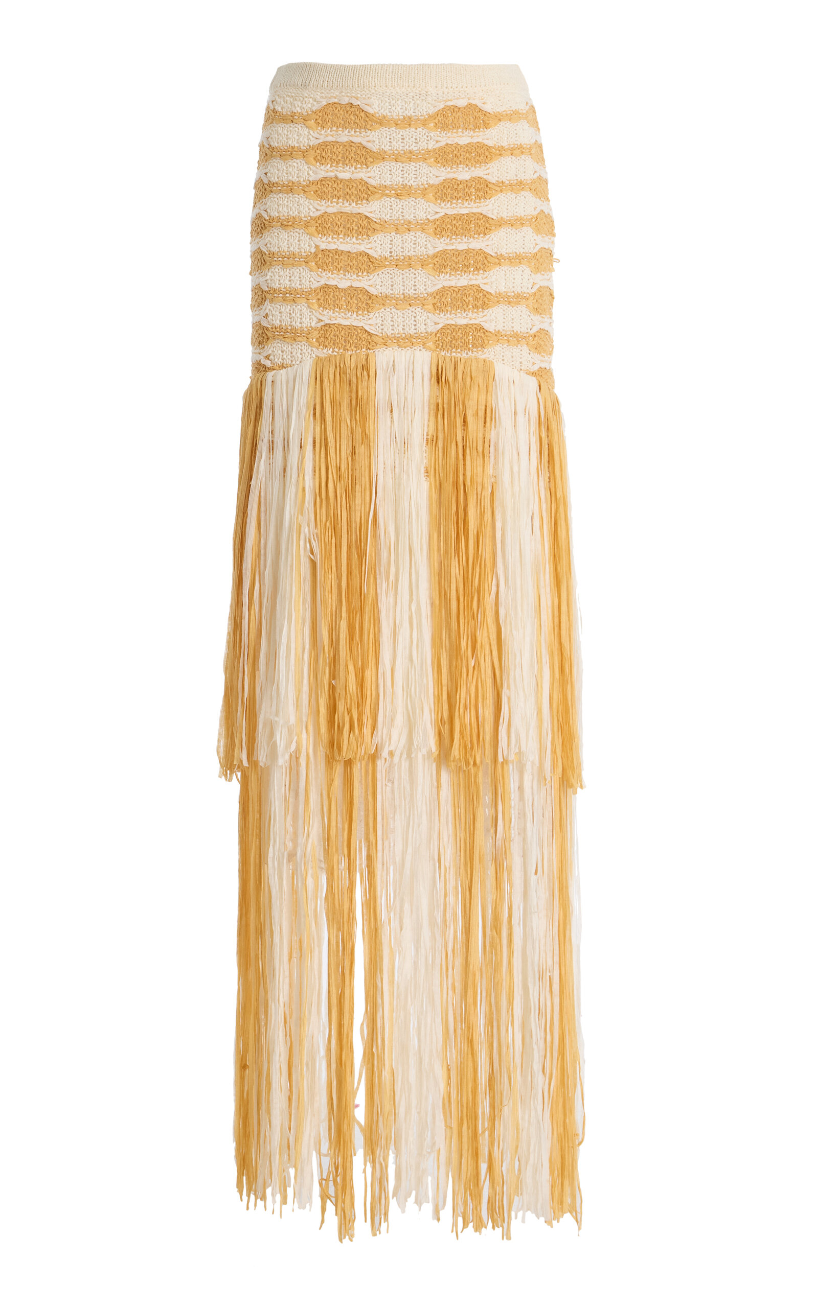 Ulla Johnson Giulietta Fringed Knit Midi Skirt - White - XL
