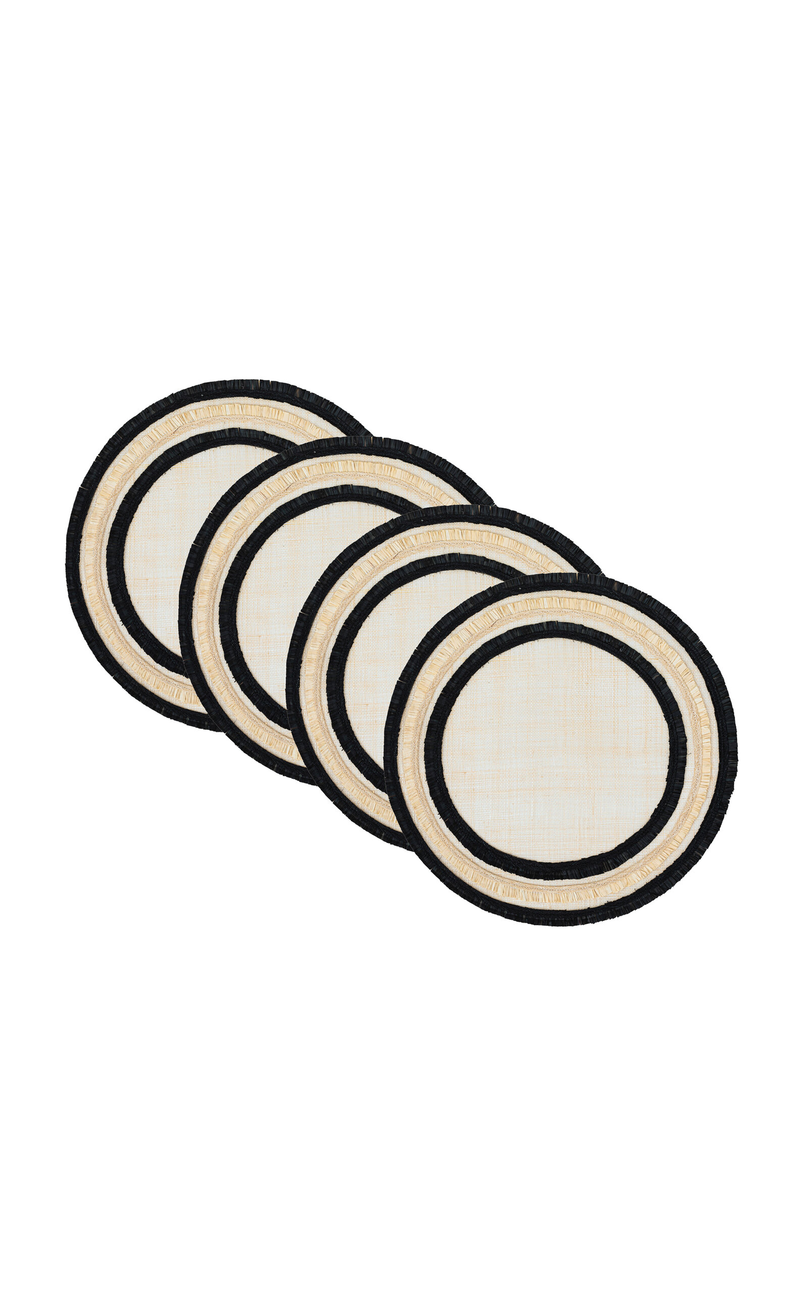 Joanna Buchanan Set Of Four Ruffle Edge Straw Placemat In Neutral