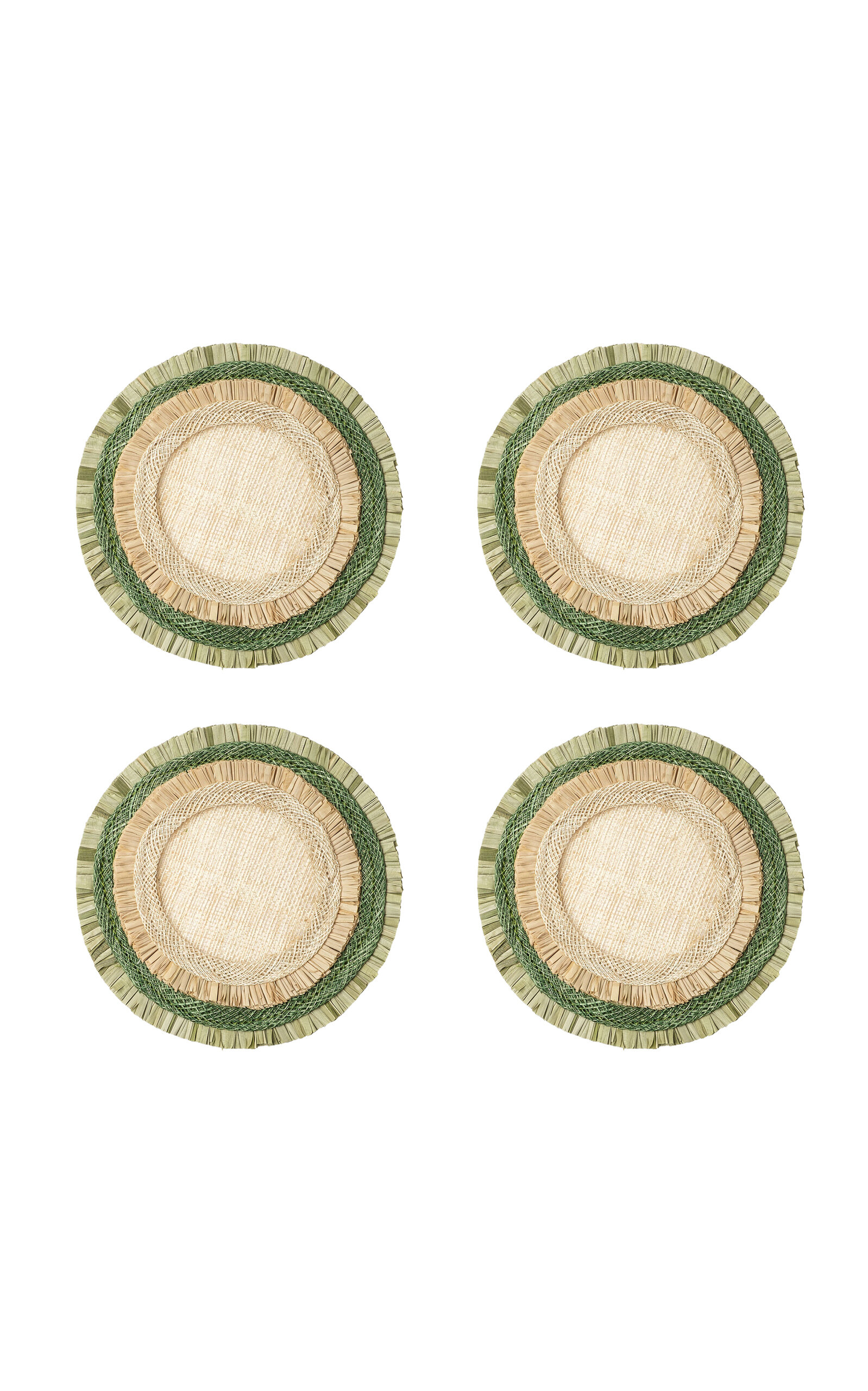 Joanna Buchanan Ruffle Edge Straw Coasters In Green